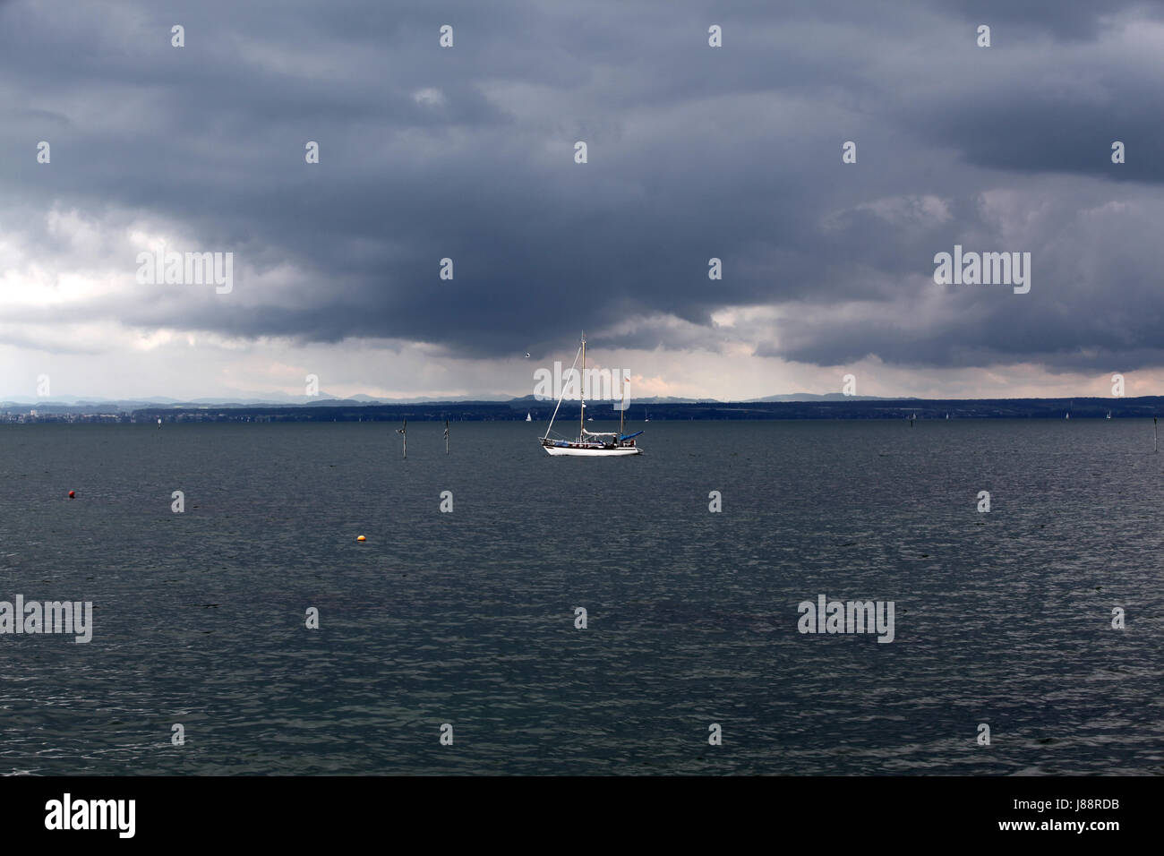 horizon, lake constance, germany, german federal republic, water, clouds, Stock Photo