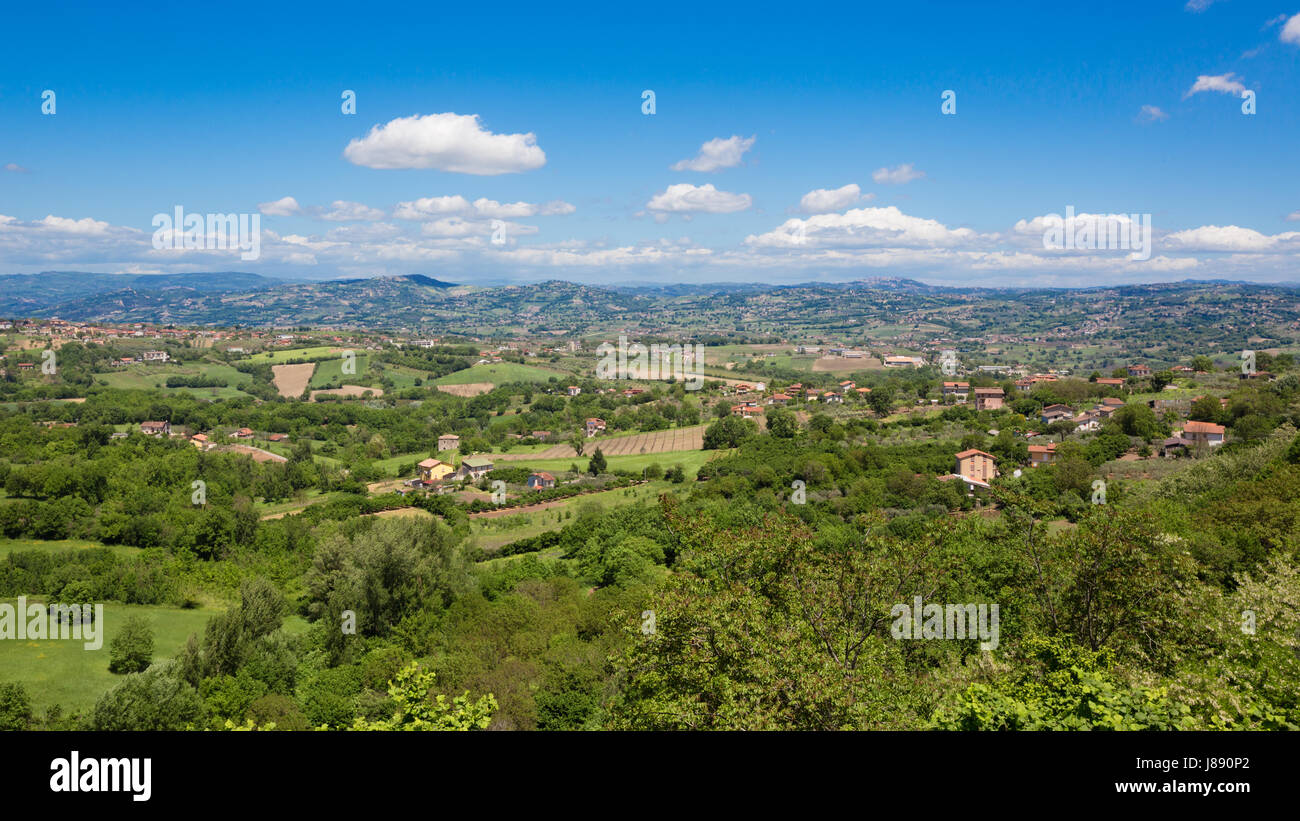 The valley of the Calore river seen from Torre Le Nocelle Stock Photo