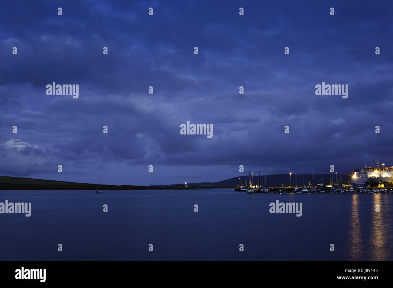 bay, scotland, night, nighttime, summer, summerly, moon, bay, scotland, Stock Photo