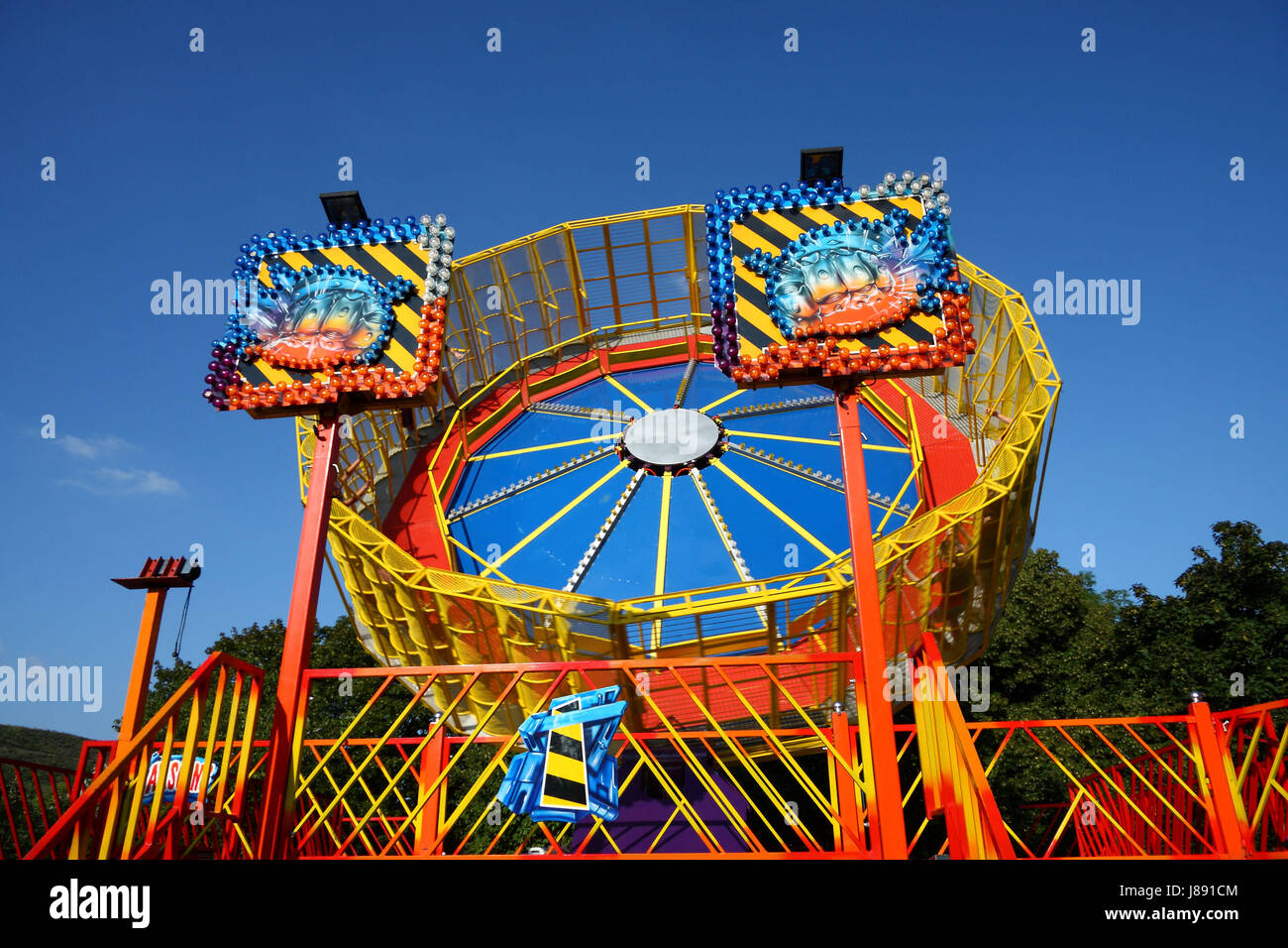 parish fair, ferris wheel, showman, centrifugal force, box, blue, motion, Stock Photo