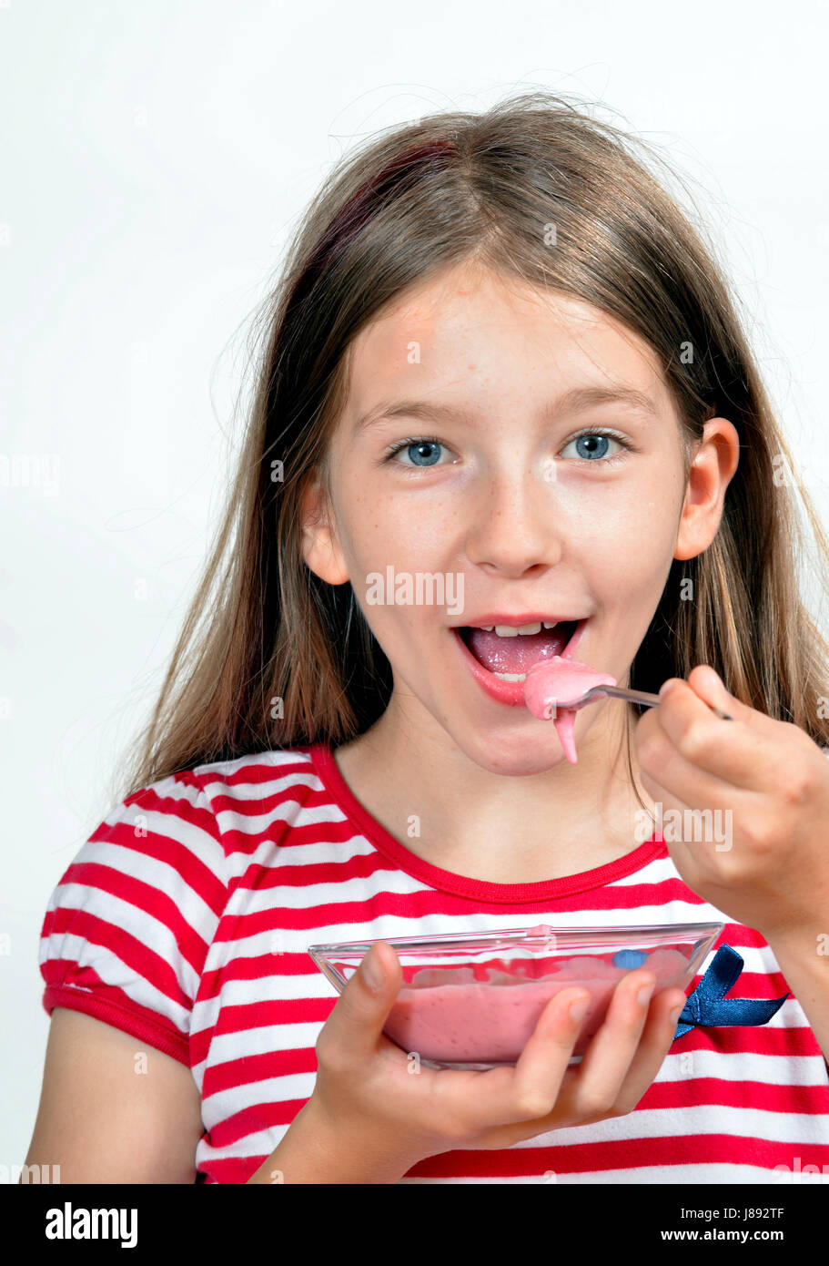 child eating yogurt Stock Photo Alamy