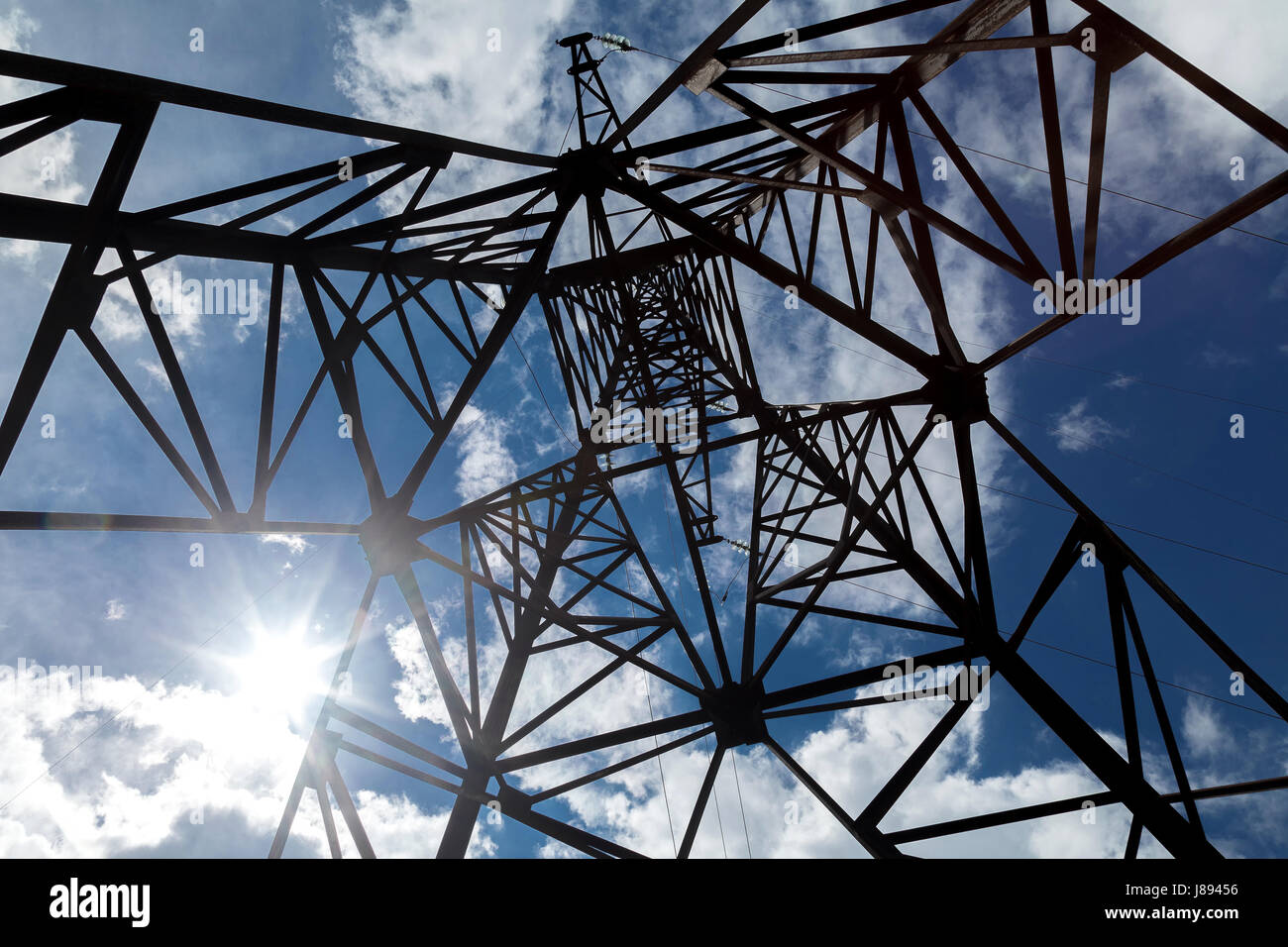 High resistance to electric networks. The metal pillar against the sky
