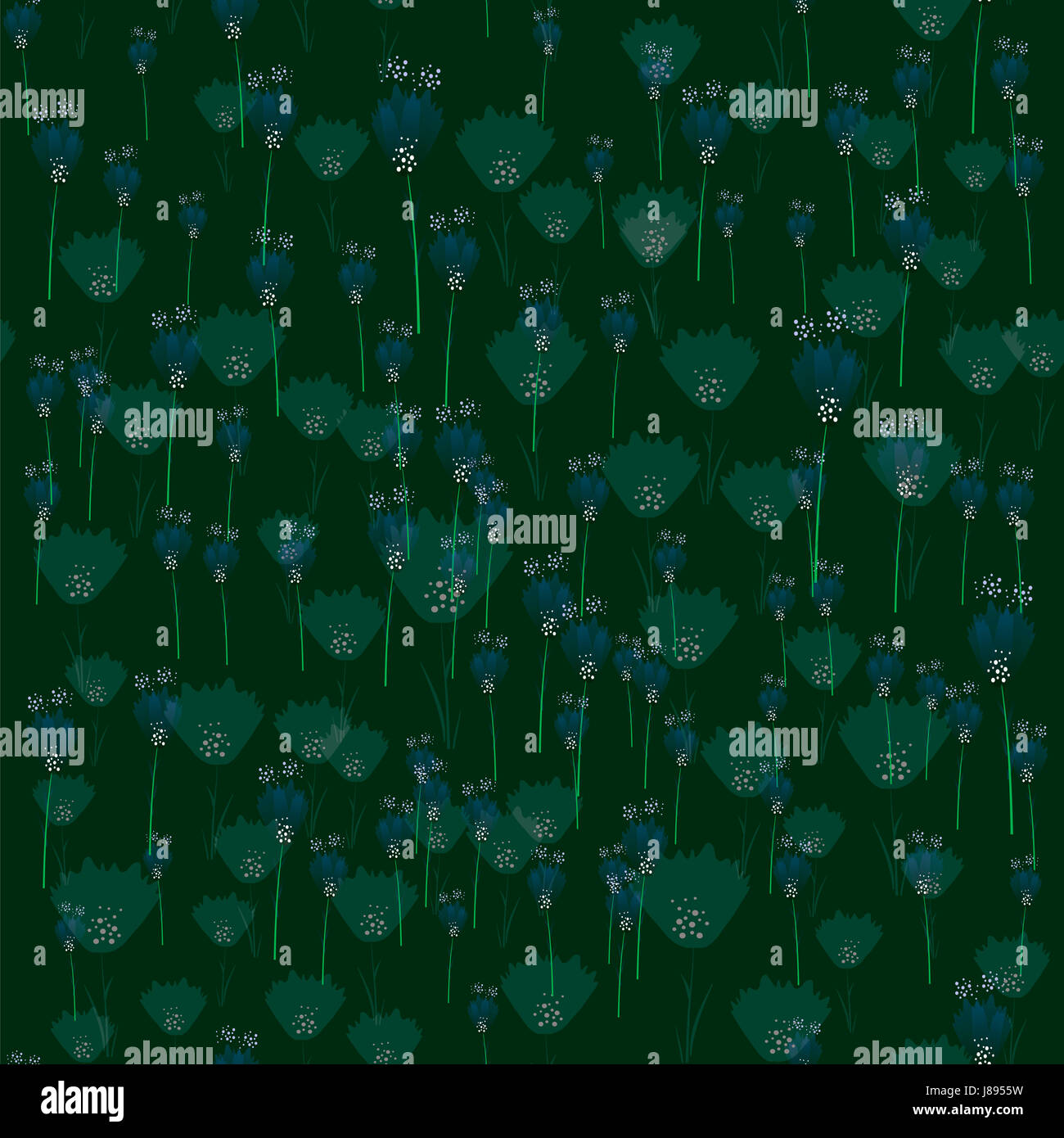 Flower Seamless Pattern Isolated on Green Background Stock Photo - Alamy