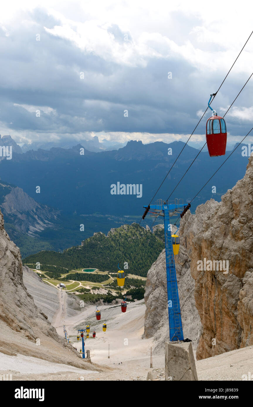 dolomites, gondolas, dolomites, rock, gondolas, mountain railway