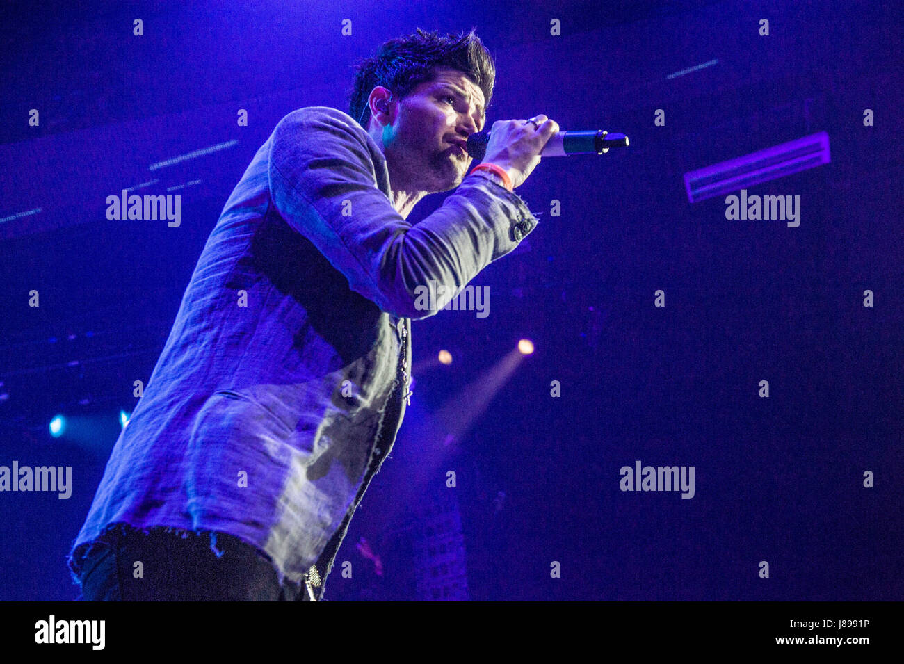 Danny O'Donoghue, Mark Sheehan, Glen Power. Irish R n B / alternative rock  influenced band The Script playing at The Brighton Centre . Stock Photo