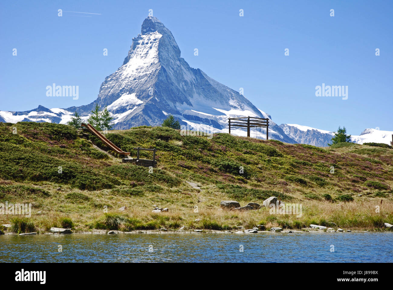 mountain lake, valais, emblem, matterhorn, holiday, vacation, holidays, Stock Photo