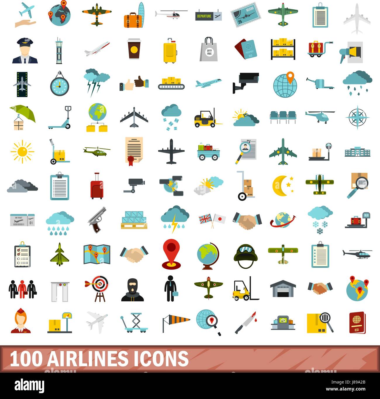100 airlines icons set, flat style Stock Vector Image & Art - Alamy