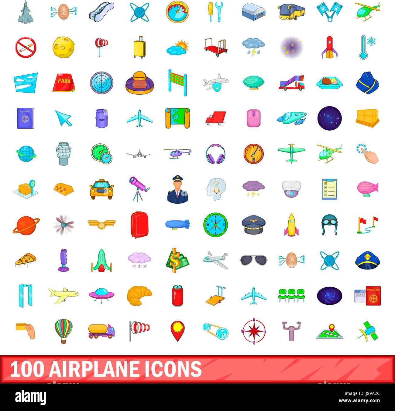 100 airplane icons set, cartoon style Stock Vector Image & Art - Alamy