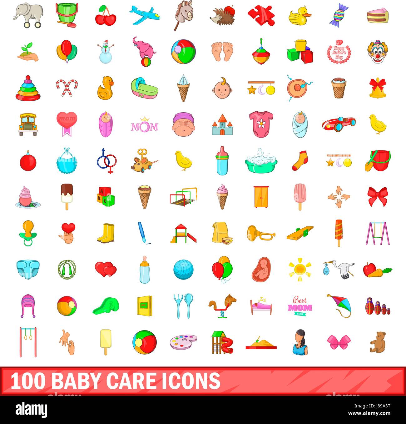 100 baby care icons set, cartoon style Stock Vector Image & Art - Alamy