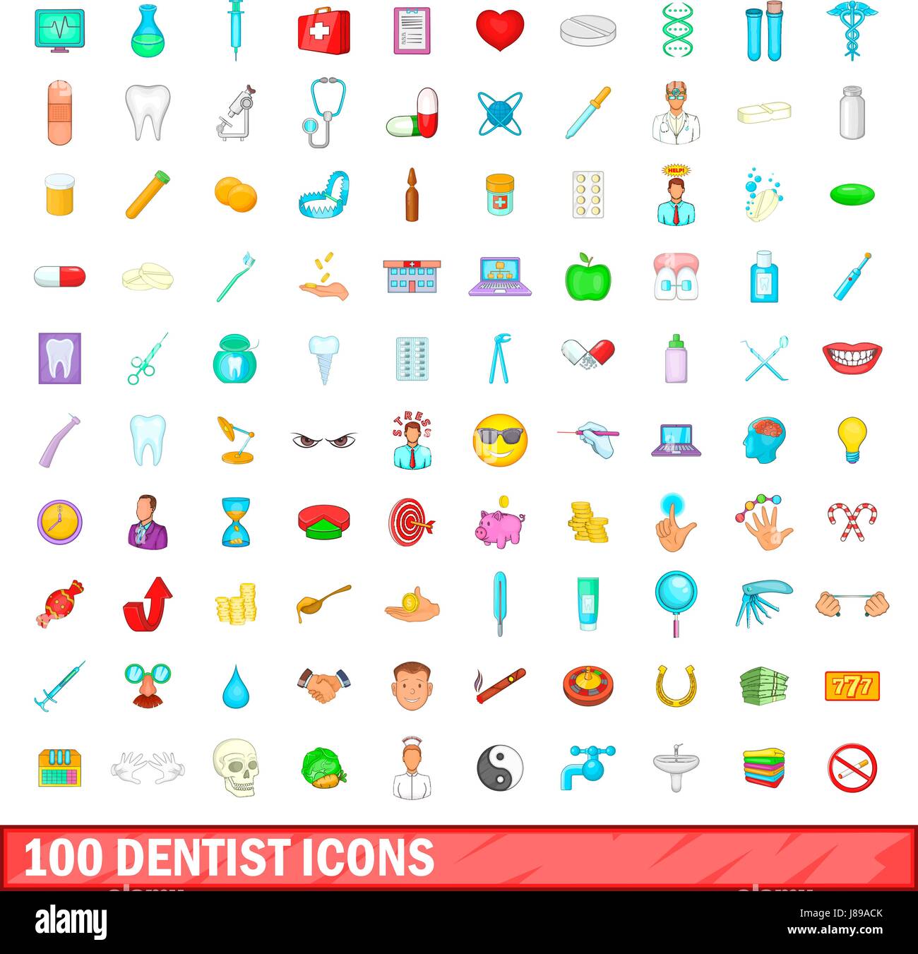 100 dentist icons set, cartoon style Stock Vector Image & Art - Alamy