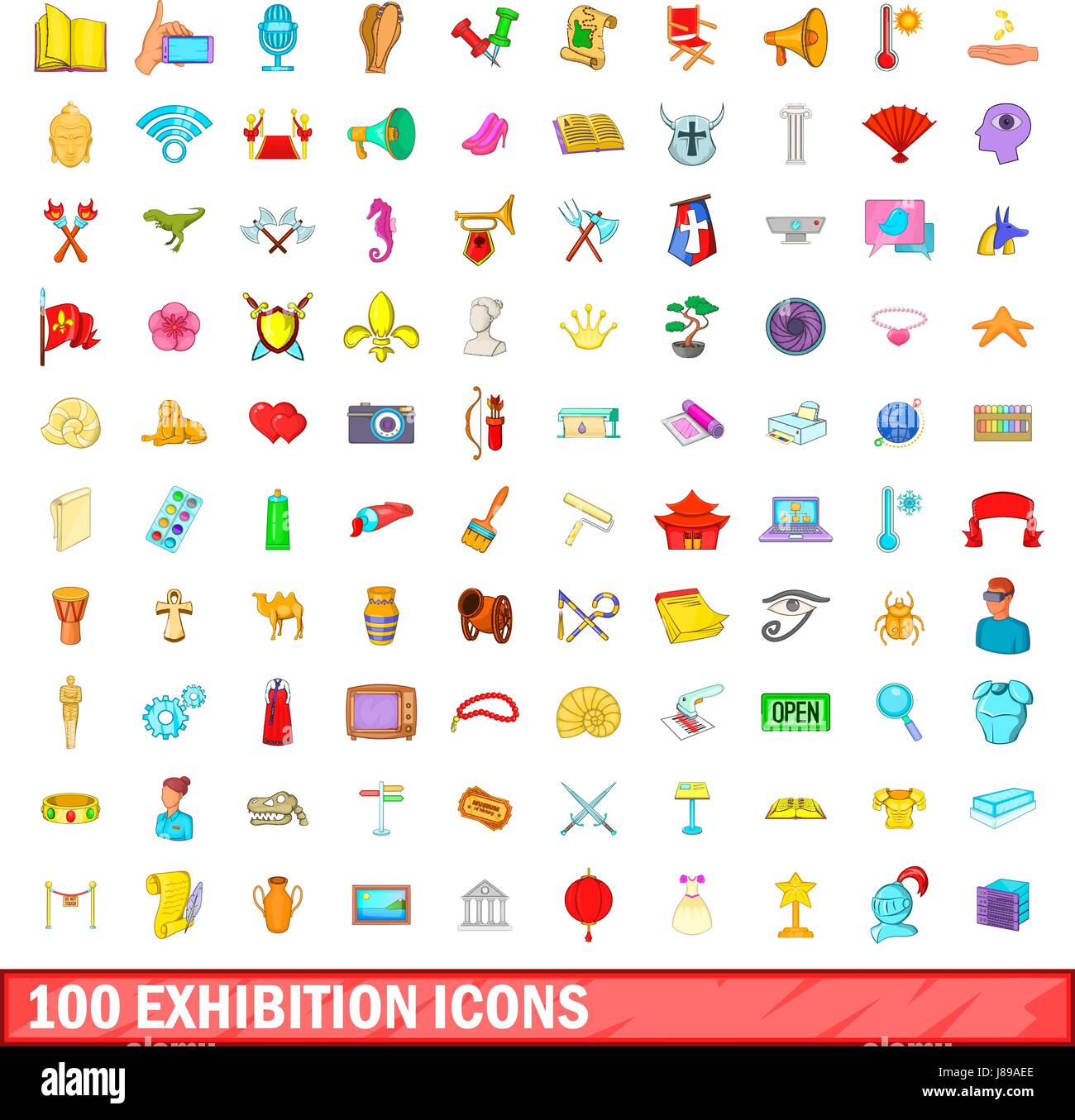 100 exhibition icons set, cartoon style Stock Vector Image & Art - Alamy