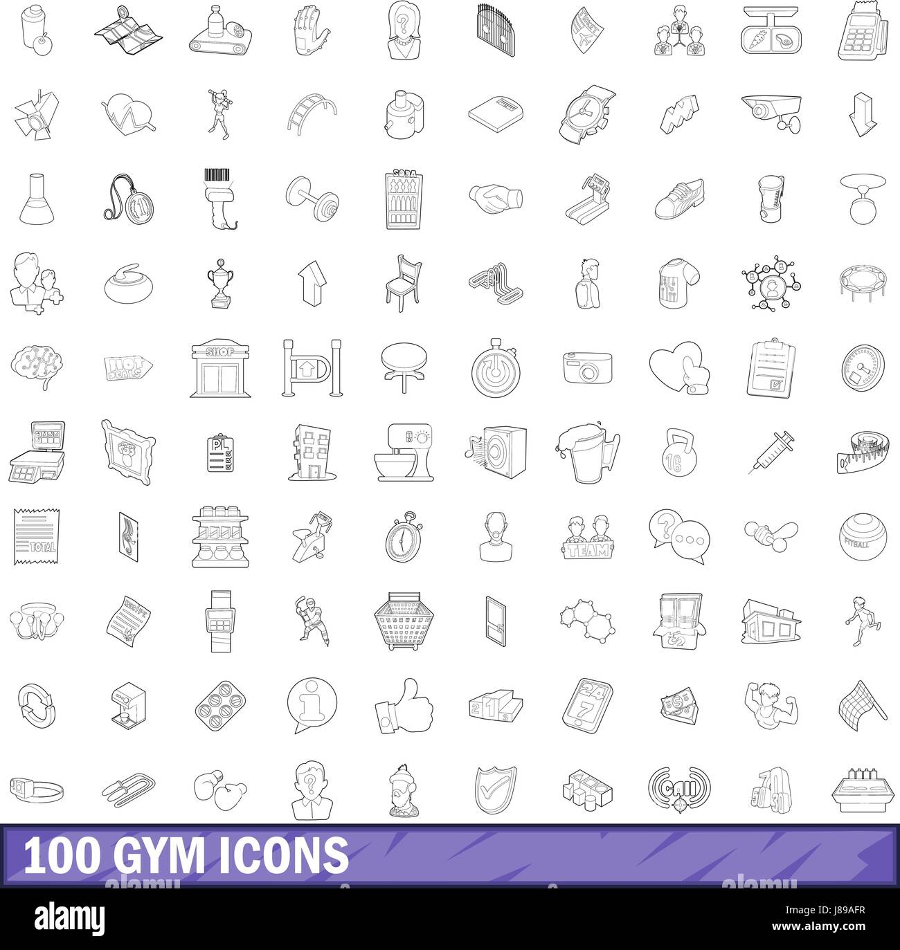 100 gym icons set, outline style Stock Vector Image & Art - Alamy