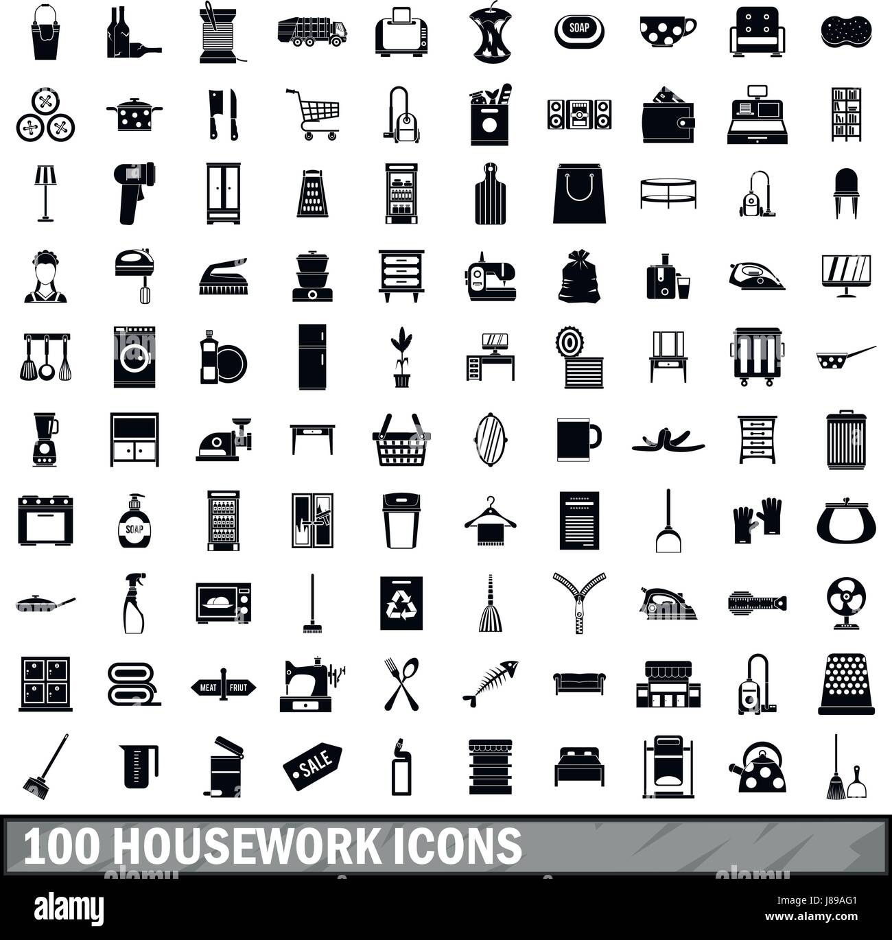100 housework icons set, simple style Stock Vector Image & Art - Alamy