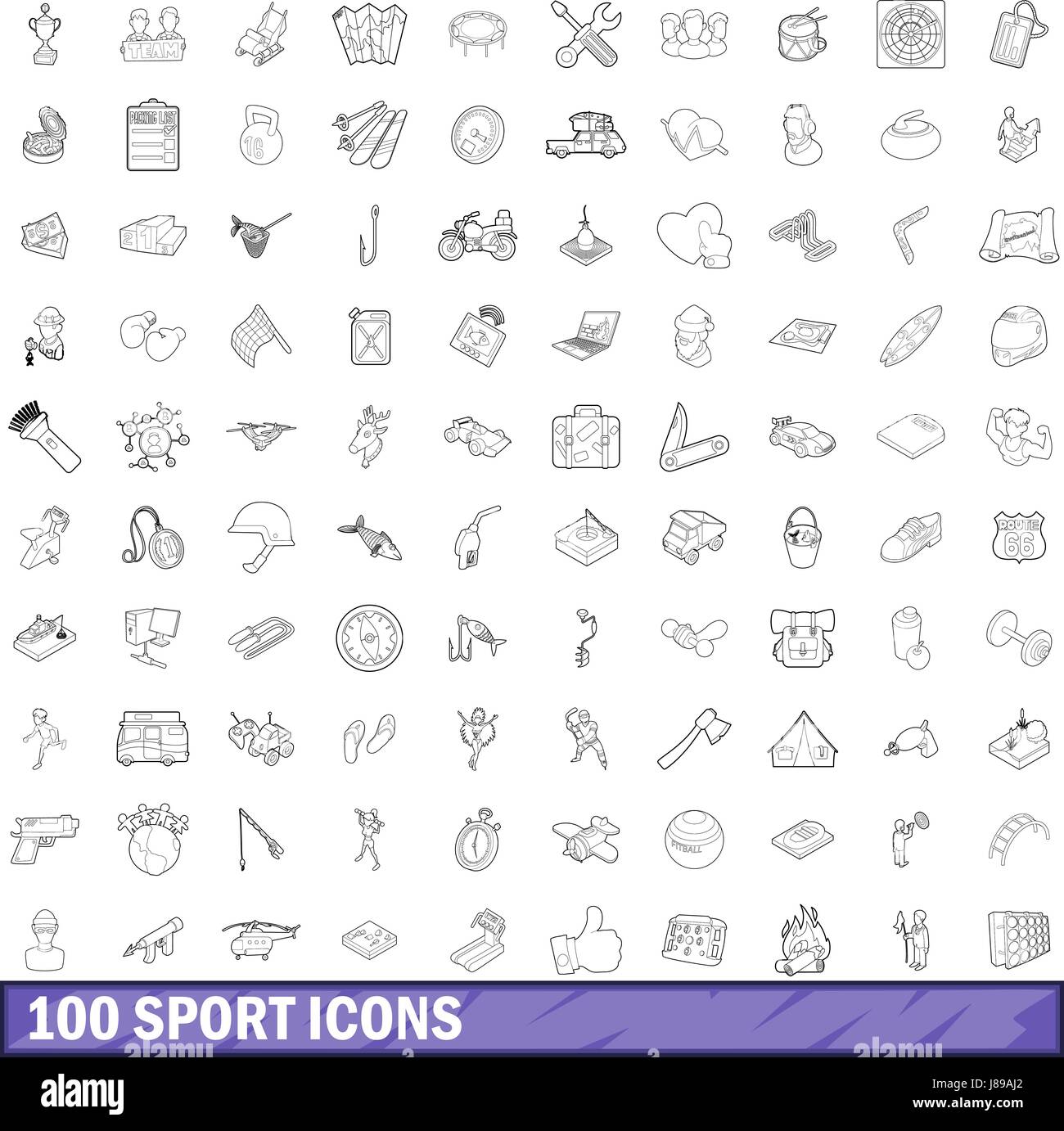 100 sport icons set, outline style Stock Vector Image & Art - Alamy