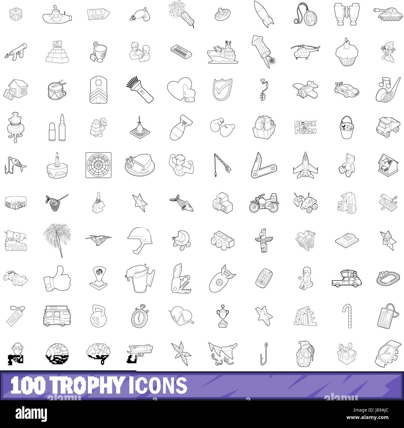 100 trophy icons set, outline style Stock Vector Image & Art - Alamy