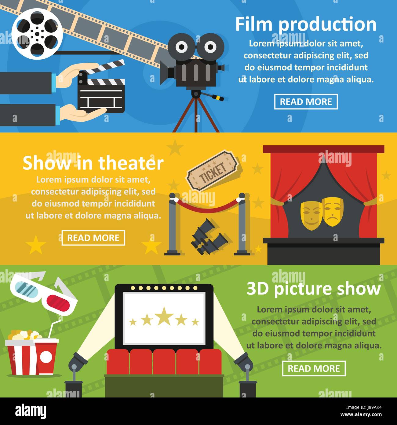 Film production banner horizontal set, flat style Stock Vector Image & Art Alamy