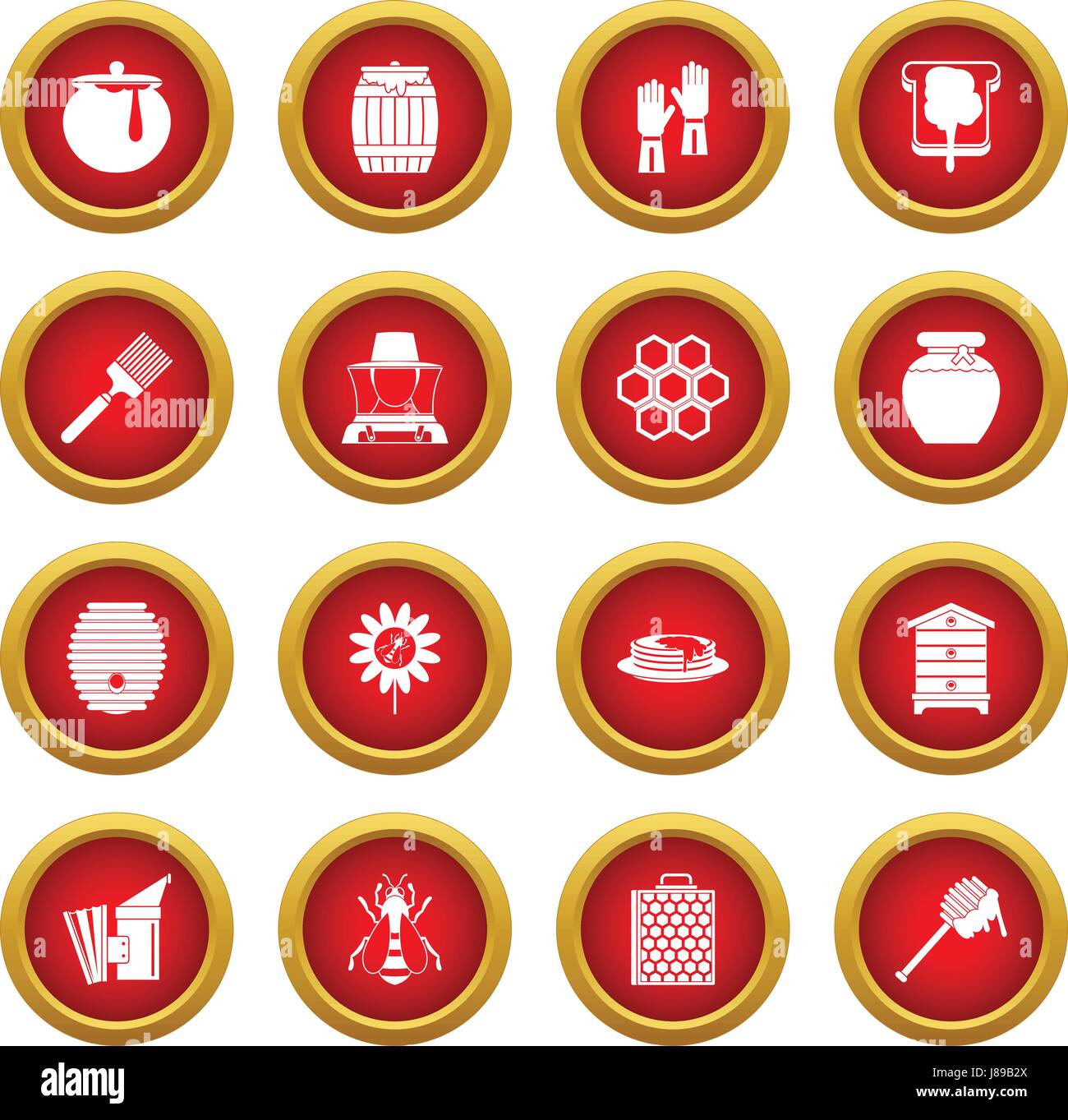 Apiary tools icon red circle set Stock Vector Image & Art - Alamy
