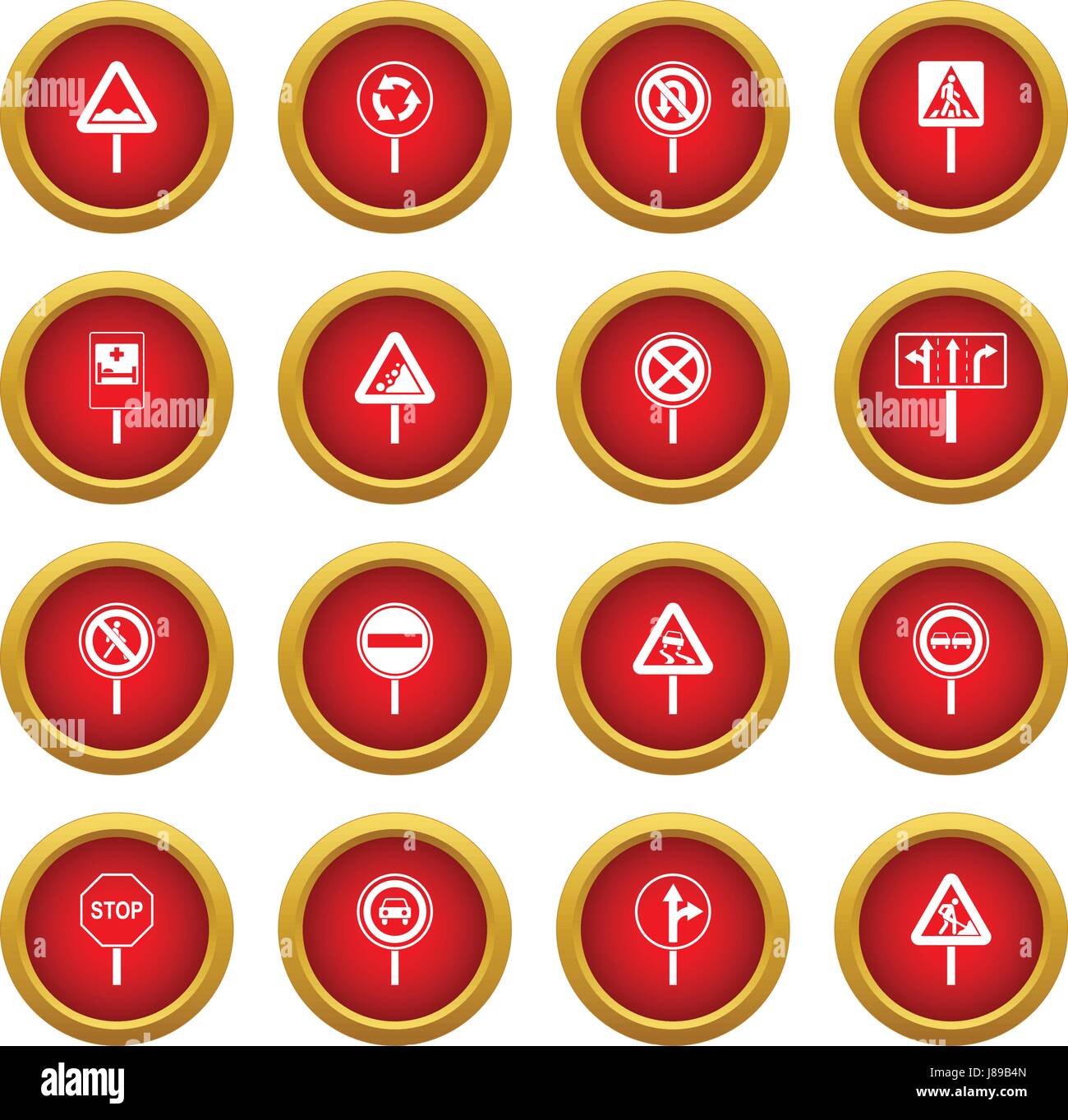 Different road signs icon red circle set Stock Vector Image & Art - Alamy