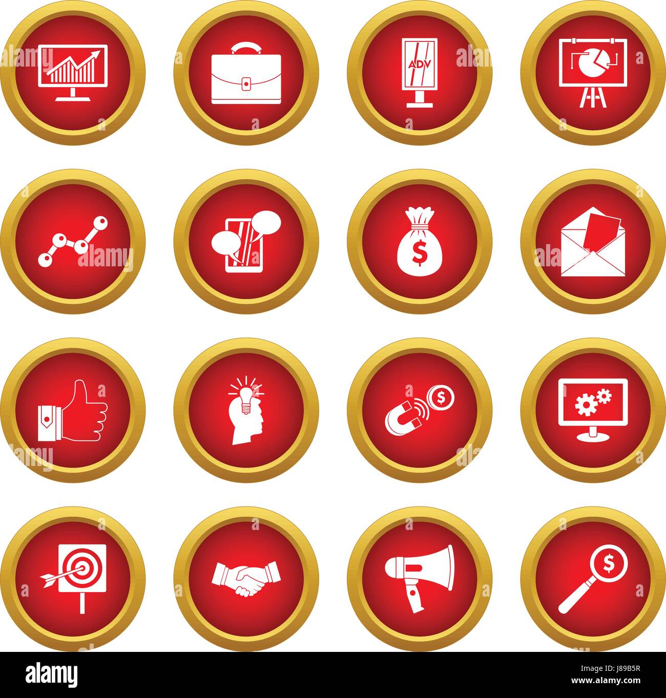 Marketing items icon red circle set Stock Vector Image & Art - Alamy