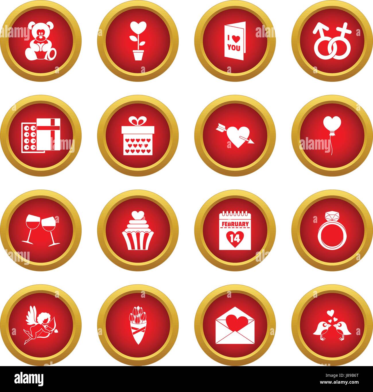 Saint Valentine icon red circle set Stock Vector Image & Art - Alamy