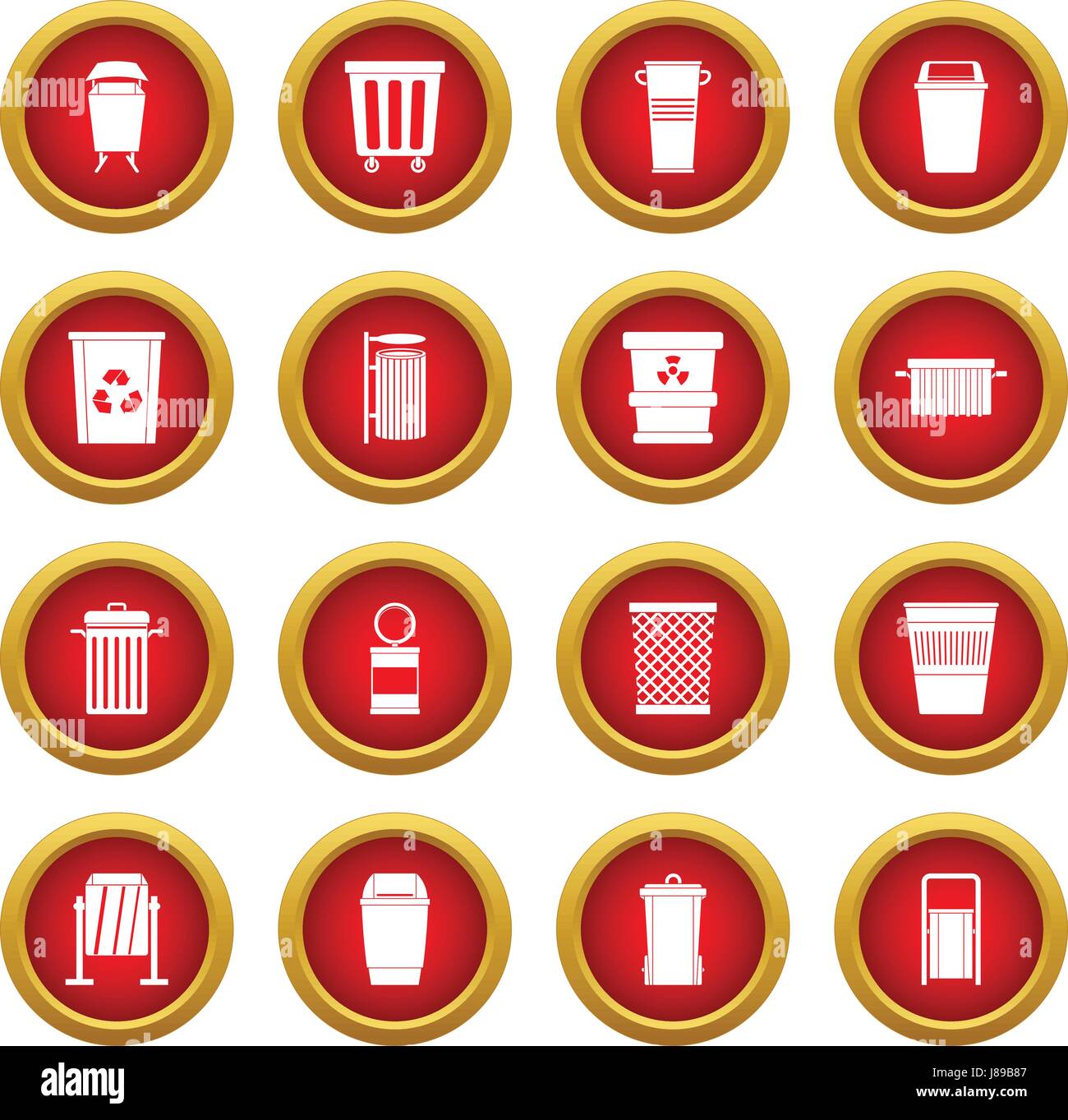 Garbage container icon red circle set Stock Vector Image & Art - Alamy