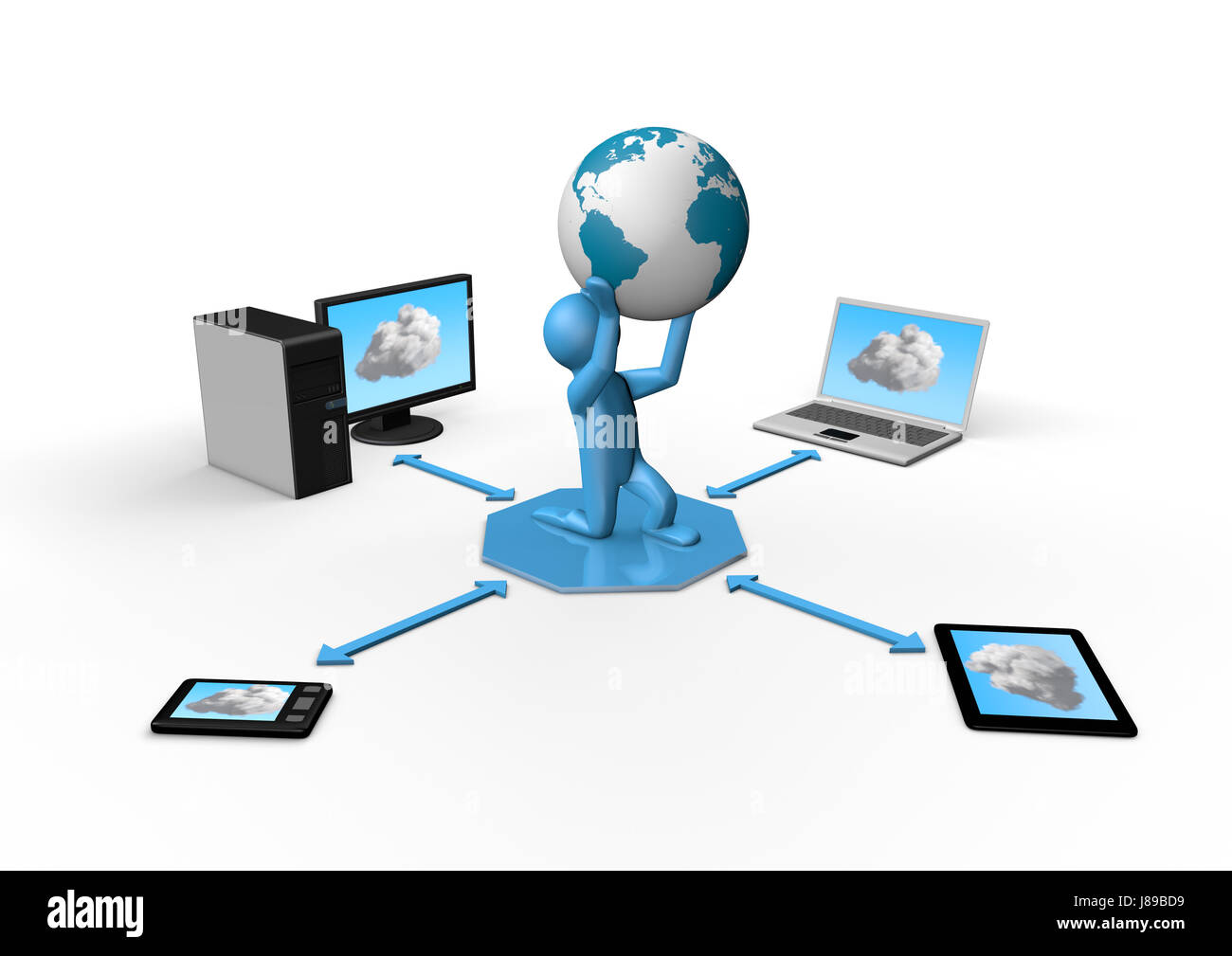 Cloud Person Communication Globe Planet Earth World Global Computers Stock Photo Alamy