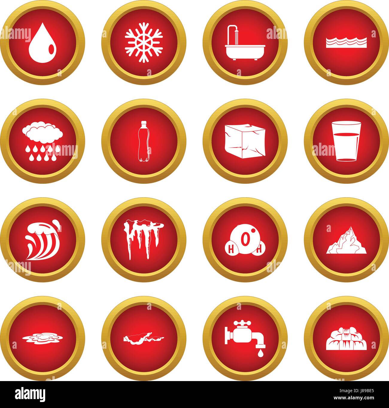 Water icon red circle set Stock Vector