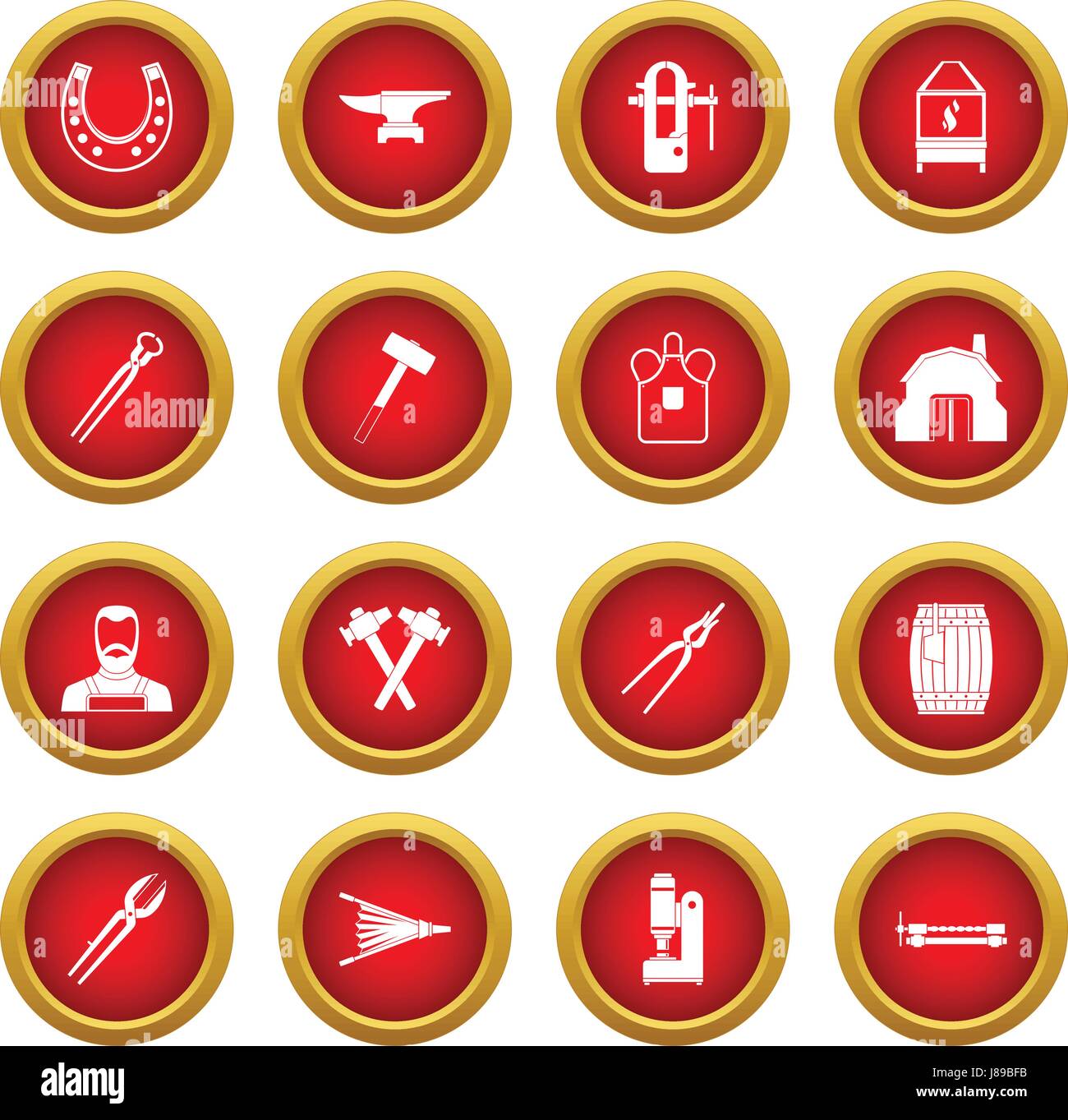 Blacksmith icon red circle set Stock Vector Image & Art - Alamy