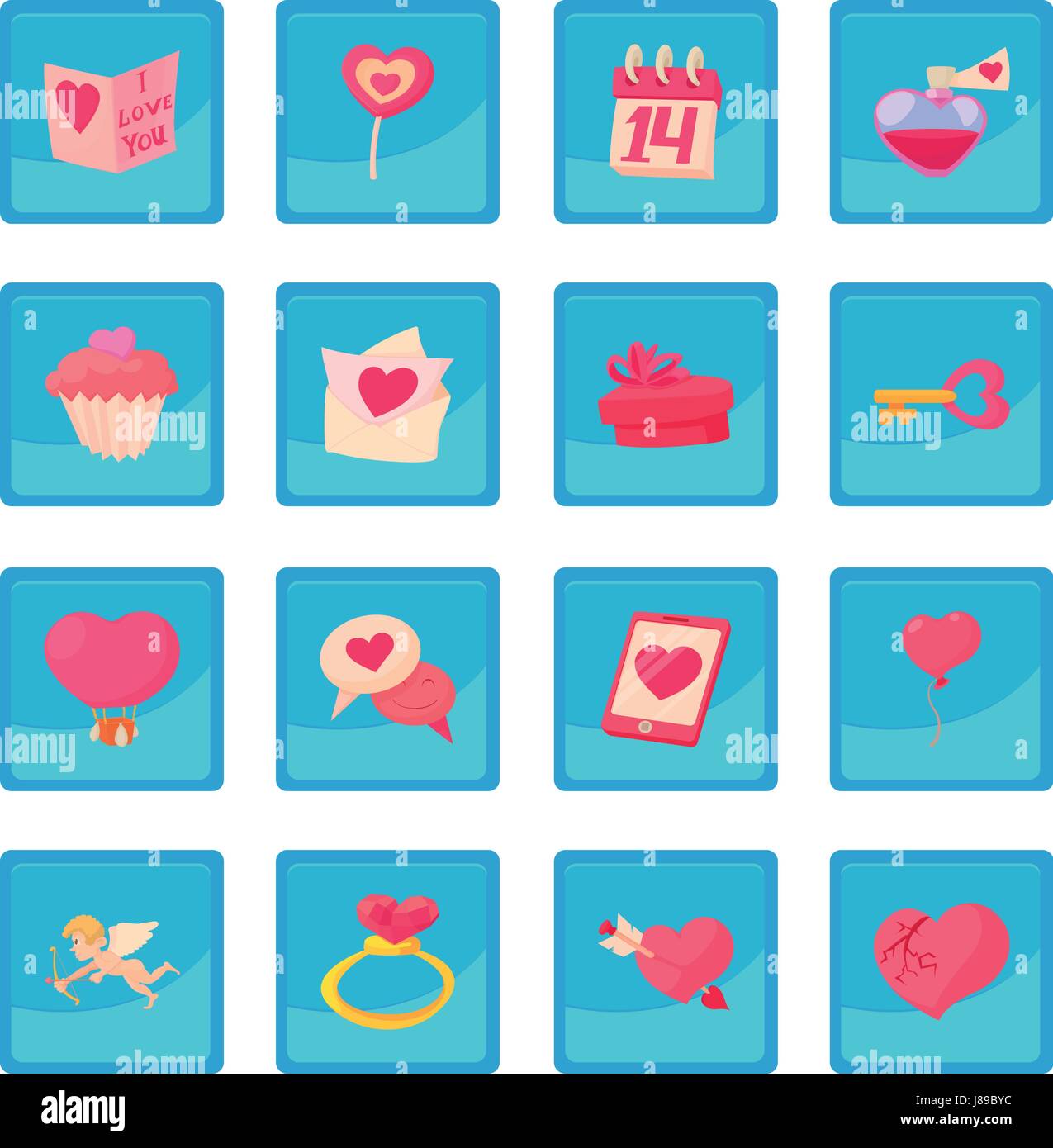 Saint Valentine icon blue app Stock Vector Image & Art - Alamy