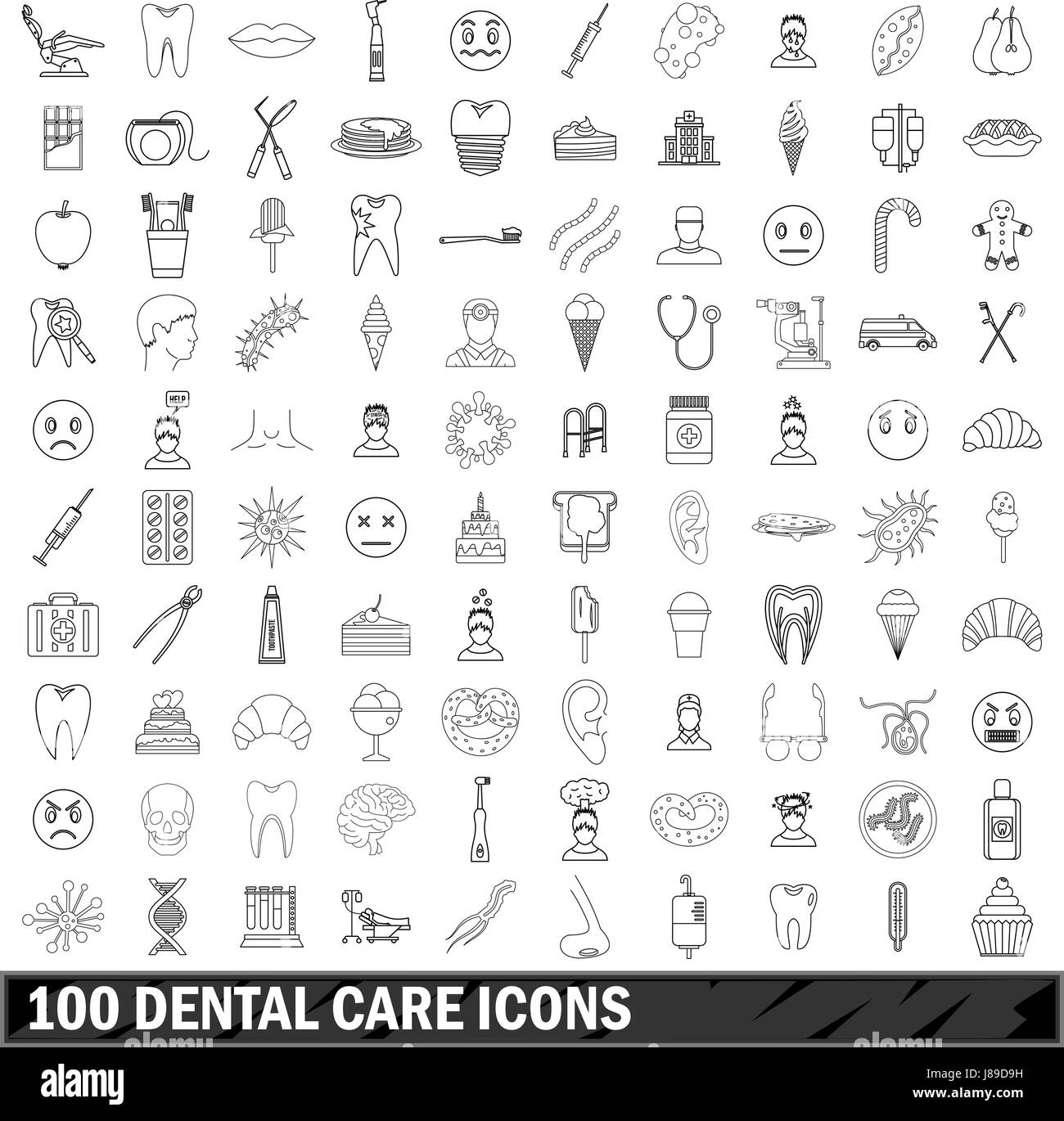 100 dental care icons set, outline style Stock Vector Image & Art - Alamy