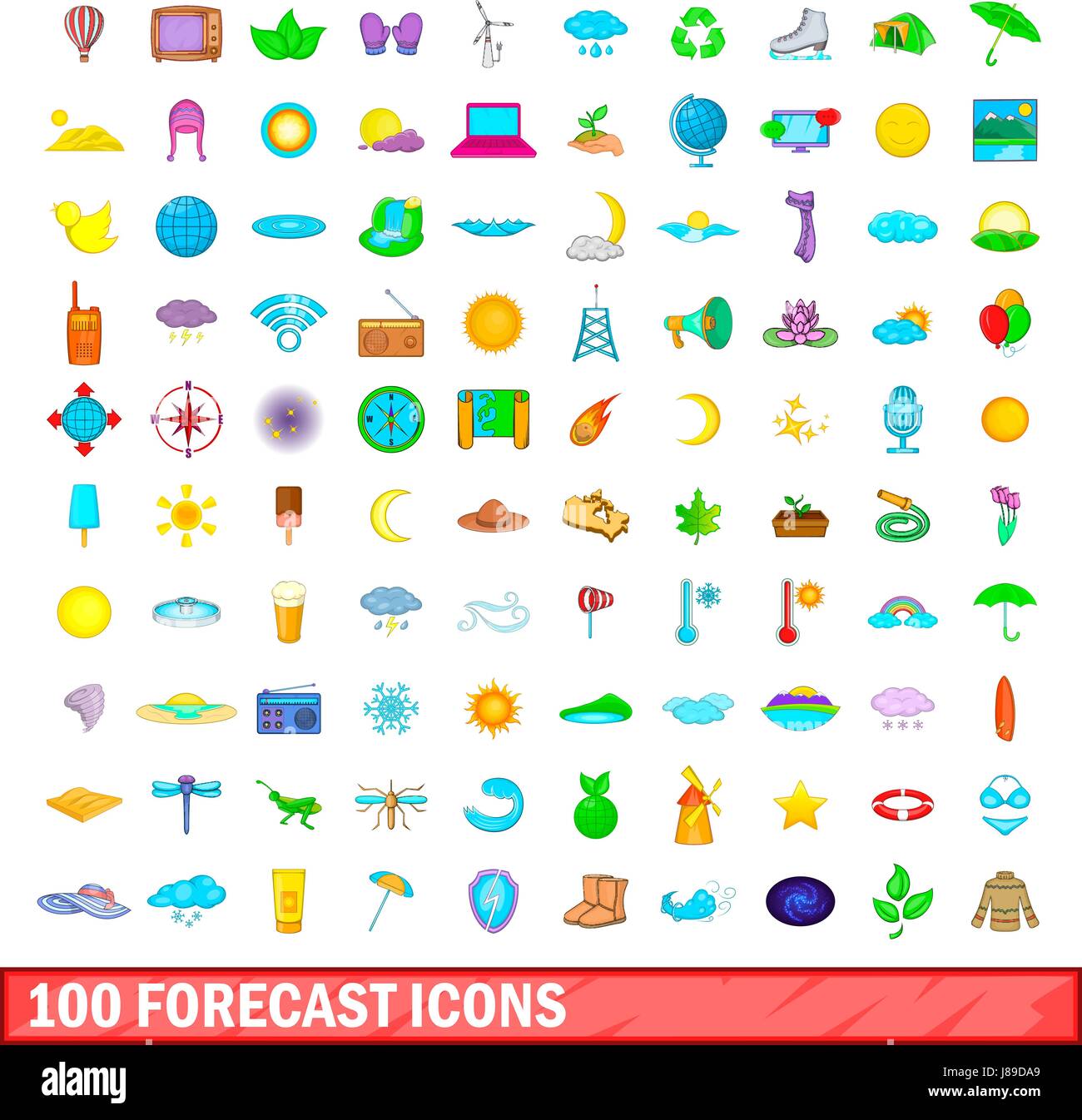 100 forecast icons set, cartoon style Stock Vector Image & Art - Alamy