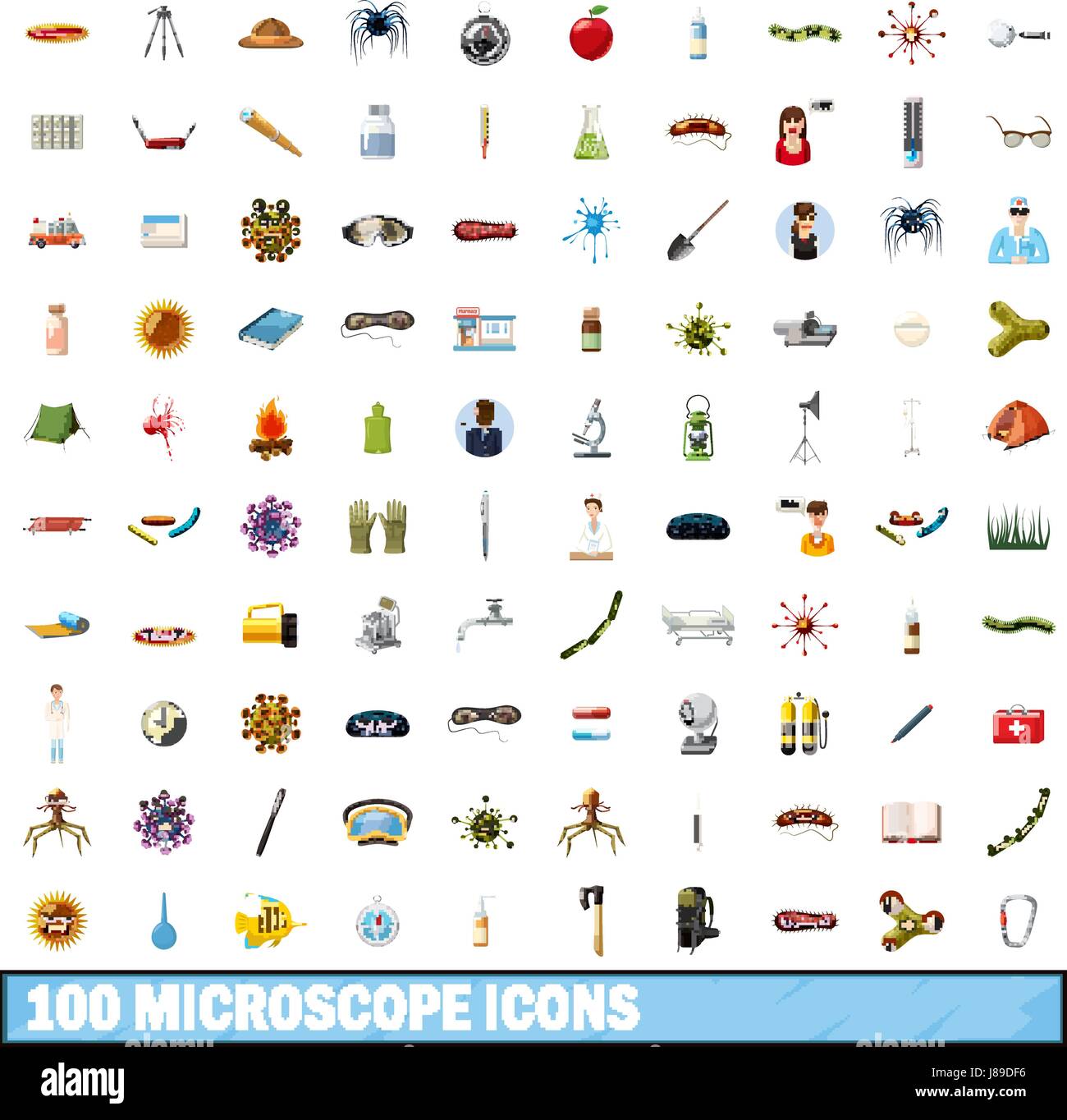 100 microscope icons set, cartoon style Stock Vector Image & Art - Alamy