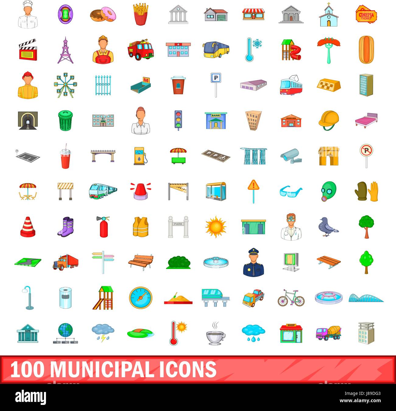 100 municipal icons set, cartoon style Stock Vector Image & Art - Alamy
