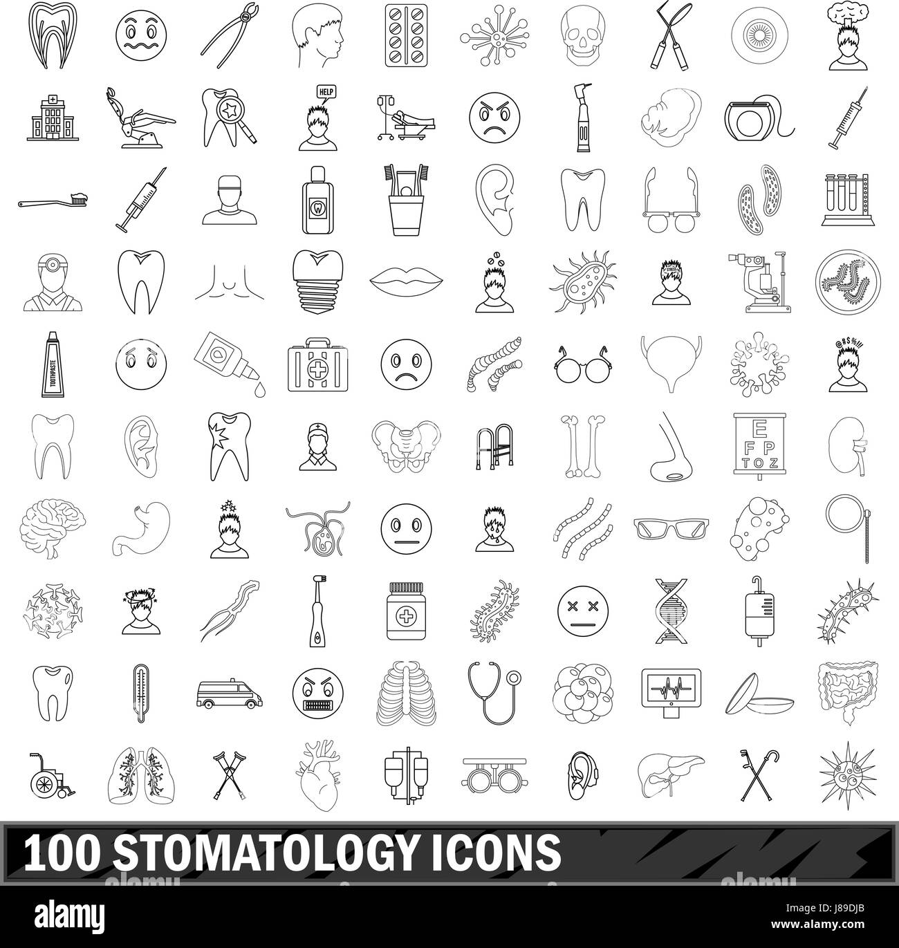 100 stomatology icons set, outline style Stock Vector Image & Art - Alamy