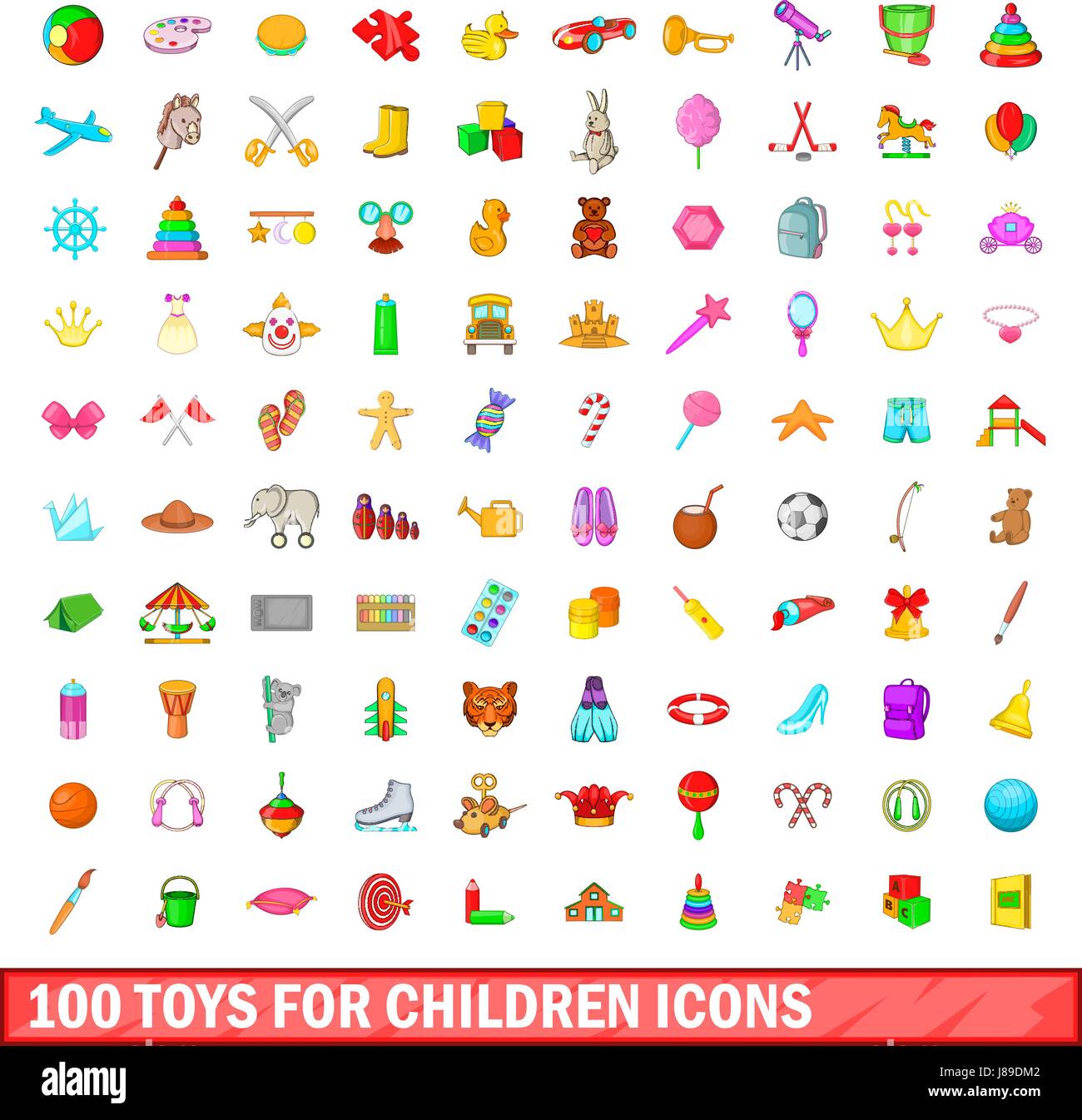 100 toys for children icons set, cartoon style Stock Vector Image & Art ...