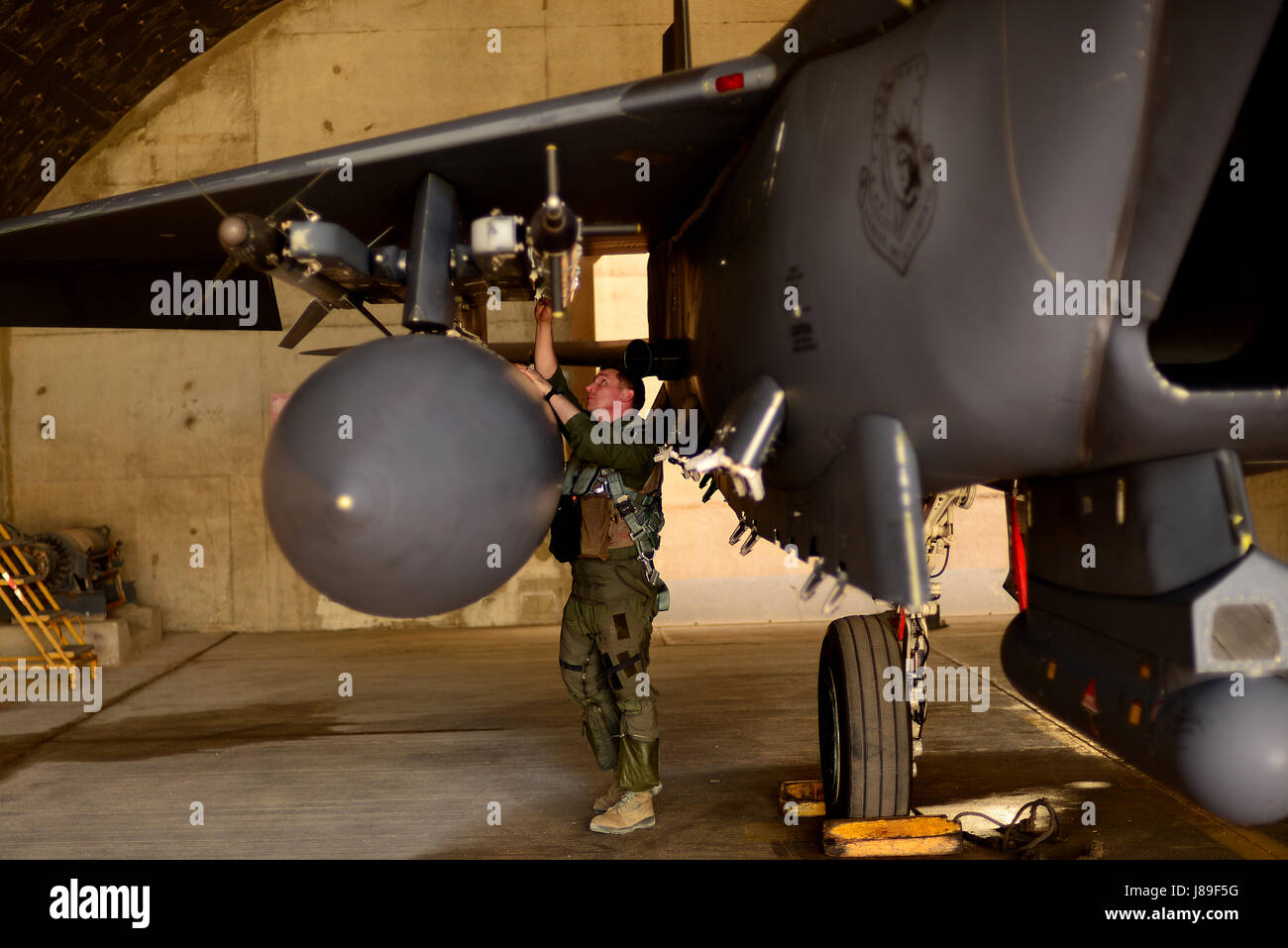Uvda The 48th Fighter Wing commander conducts a pre-flight inspection of an ...