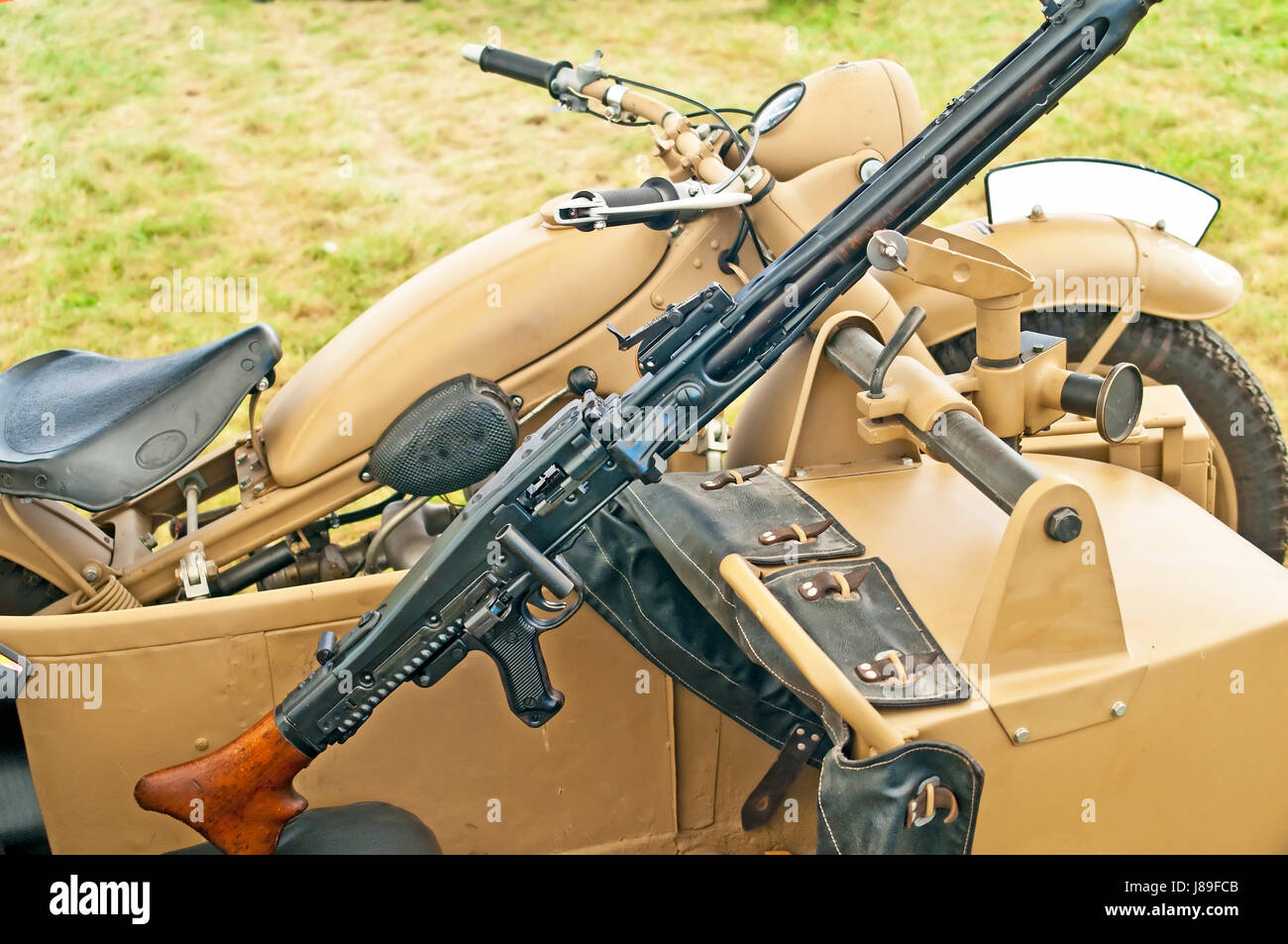 motorcycle with sidecar and machine gun Stock Photo Alamy