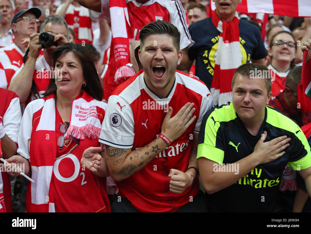 Arsenal fans celebrate after the final whistle during the Emirates FA Cup  Final at Wembley Stadium, London Stock Photo - Alamy