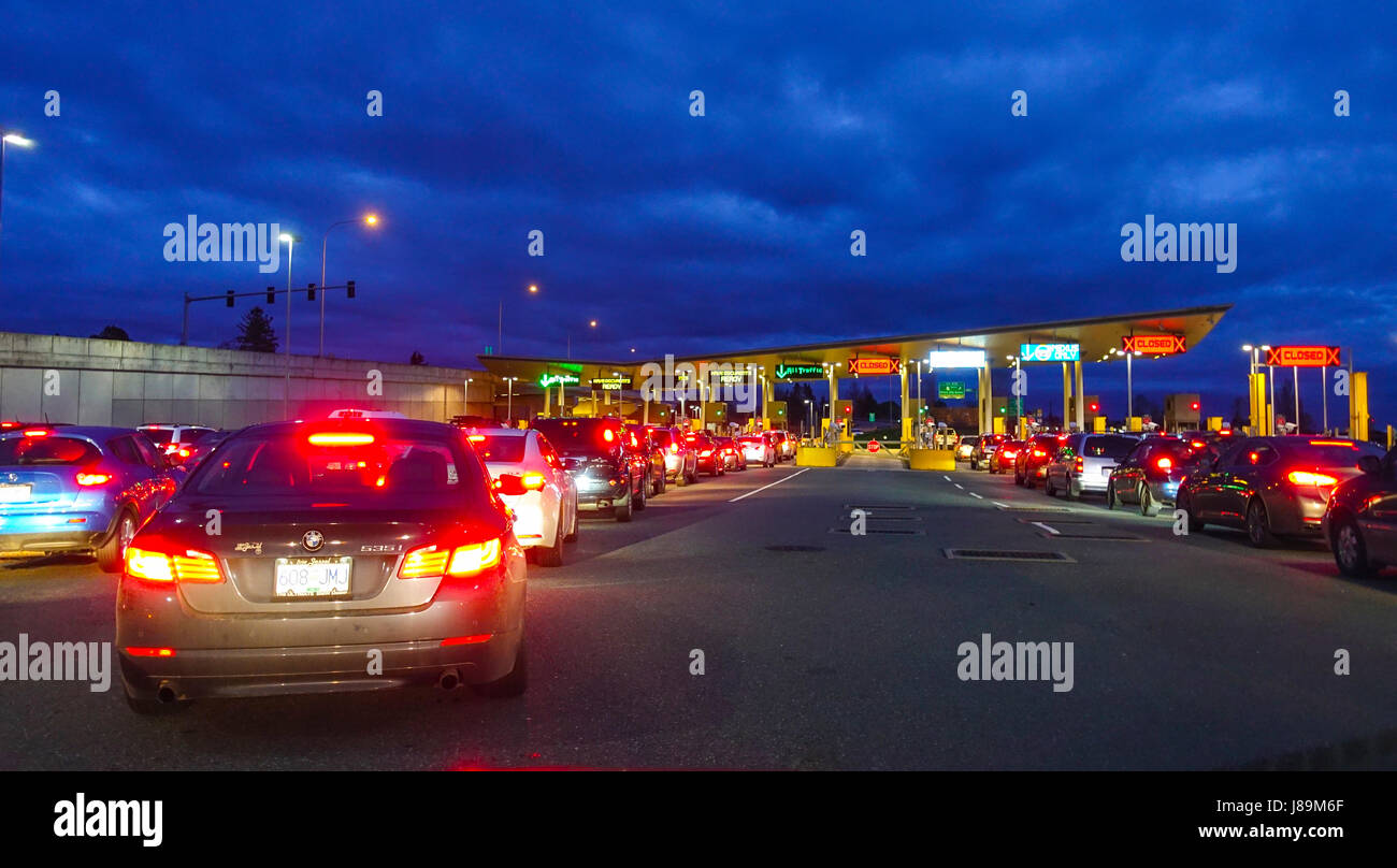 The US - Canadian Border - VANCOUVER - CANADA - APRIL 12, 2017 Stock Photo