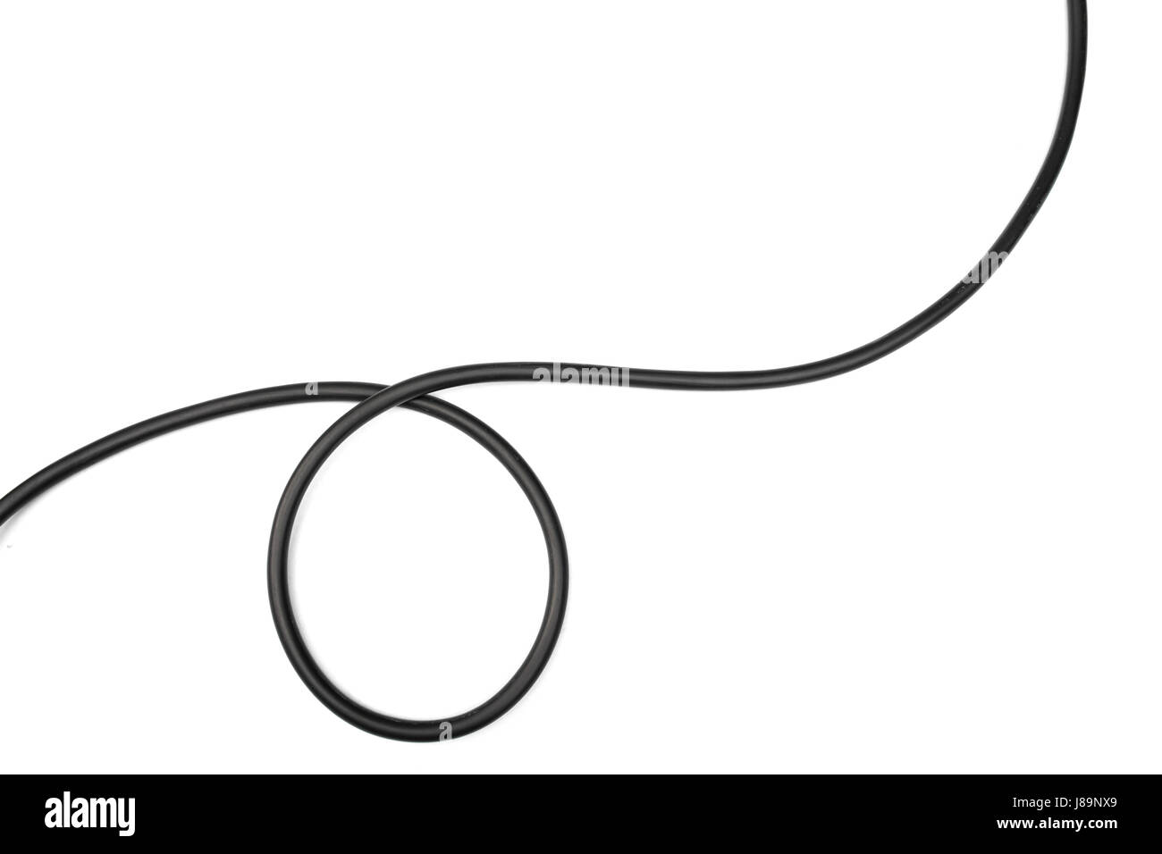 black wire isolated on a white background abstraction. Stock Photo