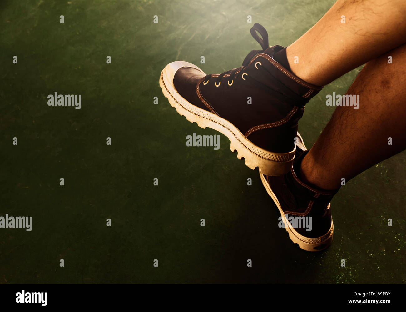 Close up of stylish female shoes. Outdoor fashion shoes footwear concept. Stock Photo