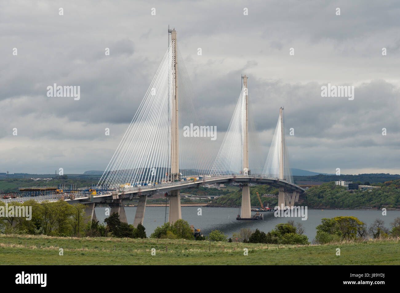 Queensferry Crossing under construction, river Forth, Queensferry, Lothians, Scotland, UK, Stock Photo