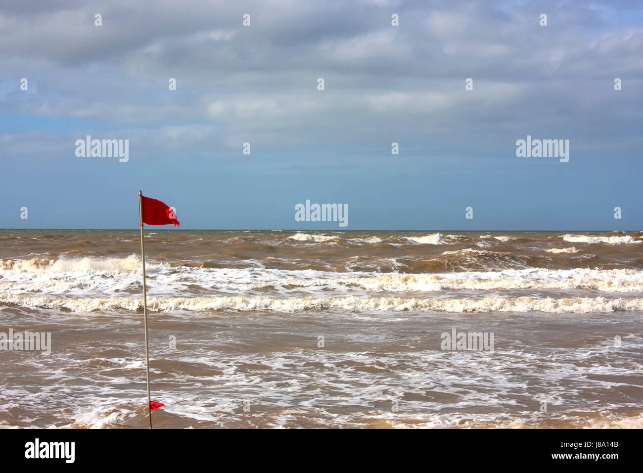 danger, cloud, beach, seaside, the beach, seashore, mood, flag, drama, cloudy, Stock Photo