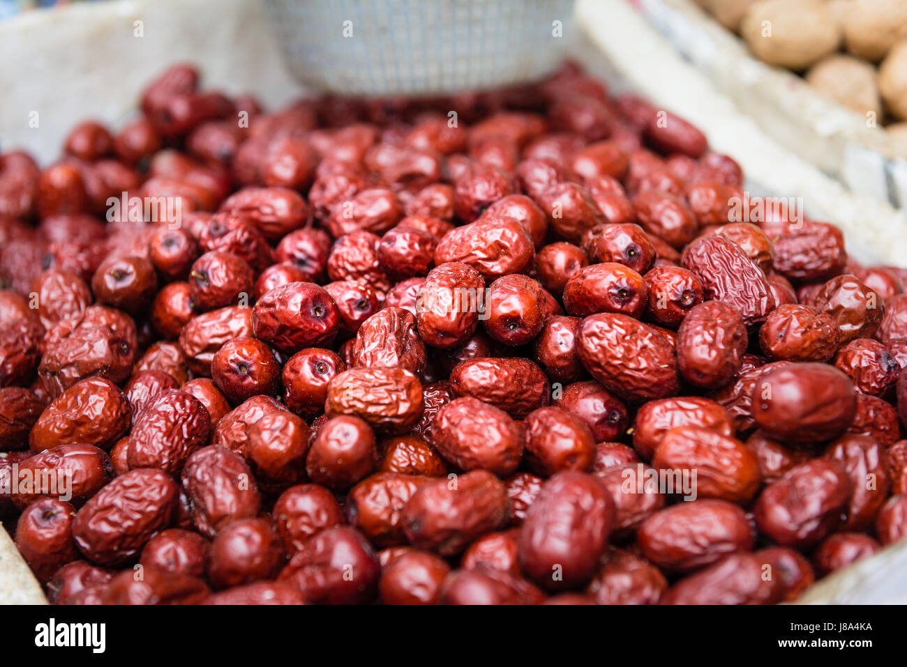 Dried chinese red dates at a market stall in Kowloon Stock Photo Alamy