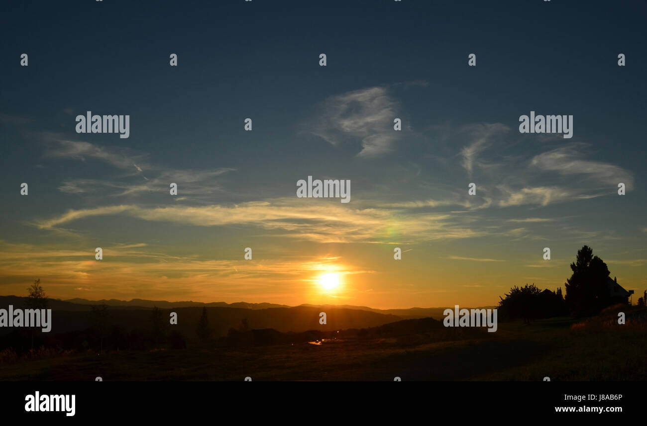 sunset, evening, evening tendency, dusk, clouds, sunset, evening, evening Stock Photo