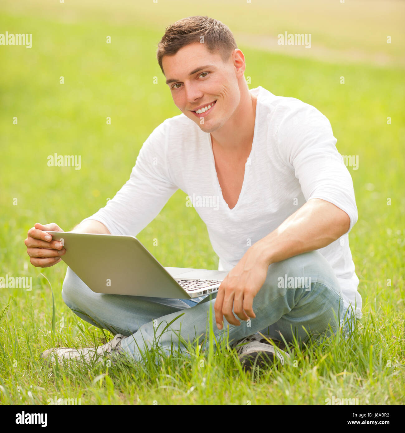 Man Eith Computer man with computer Stock Photo - Alamy