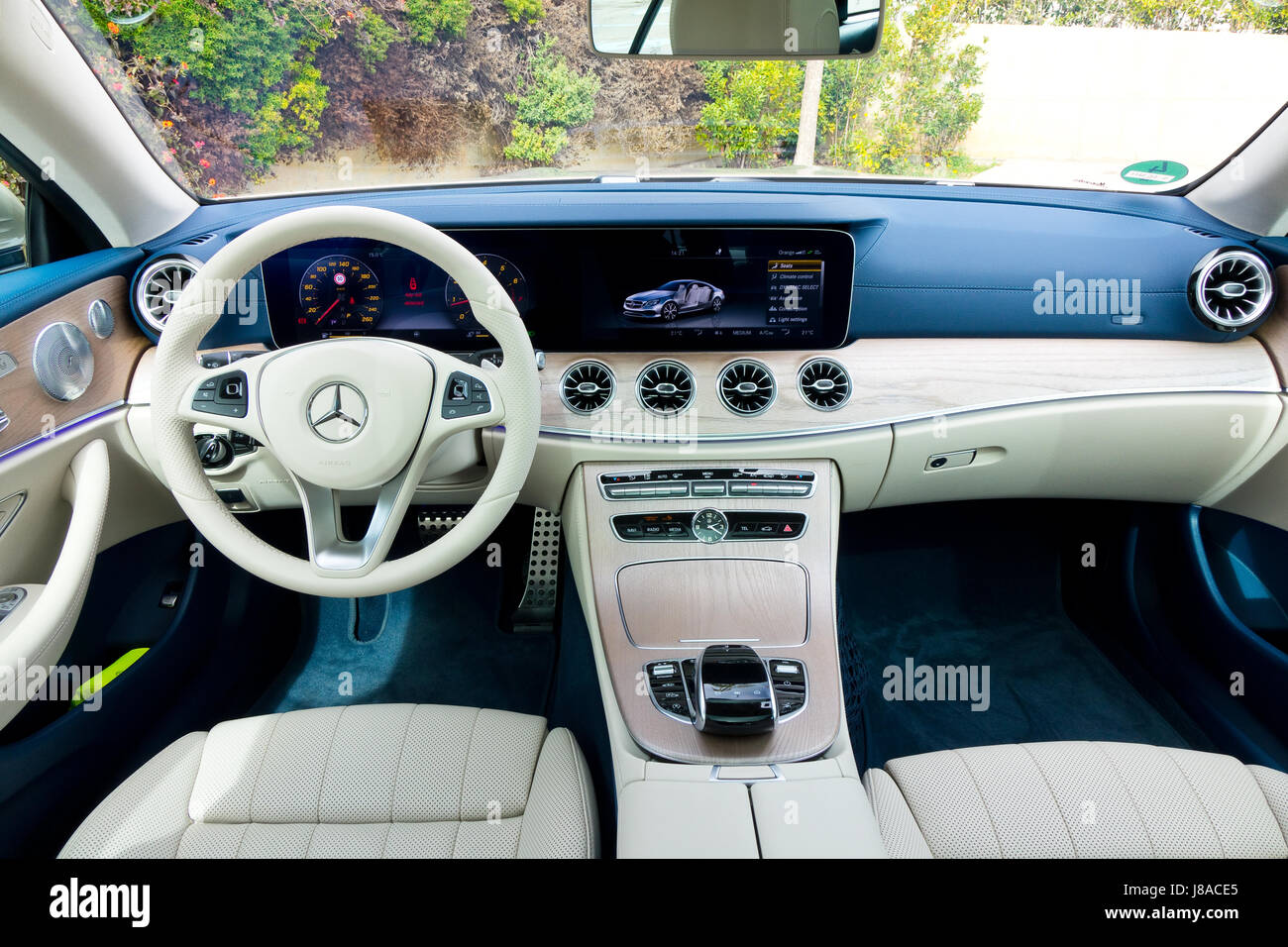 Barcelona, Spain May 23, 2017 : Mercedes-Benz E-Class Coupe 2017 Interior May 23 2017 in Barcelona. Stock Photo