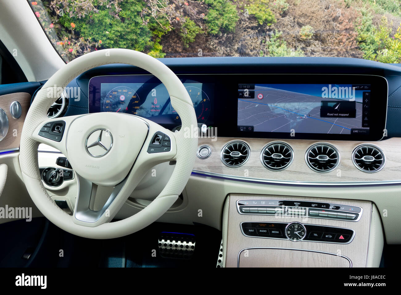 Barcelona, Spain May 23, 2017 : Mercedes-Benz E-Class Coupe 2017 Interior  May 23 2017 in Barcelona Stock Photo - Alamy