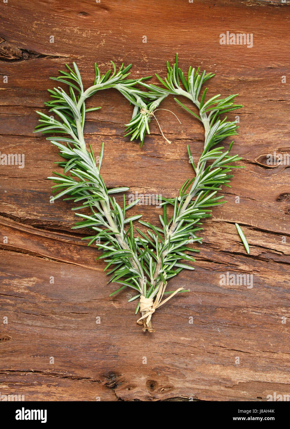 decoration, rosemary, heart, herbs, spice, green, wood, brown, brownish, Stock Photo