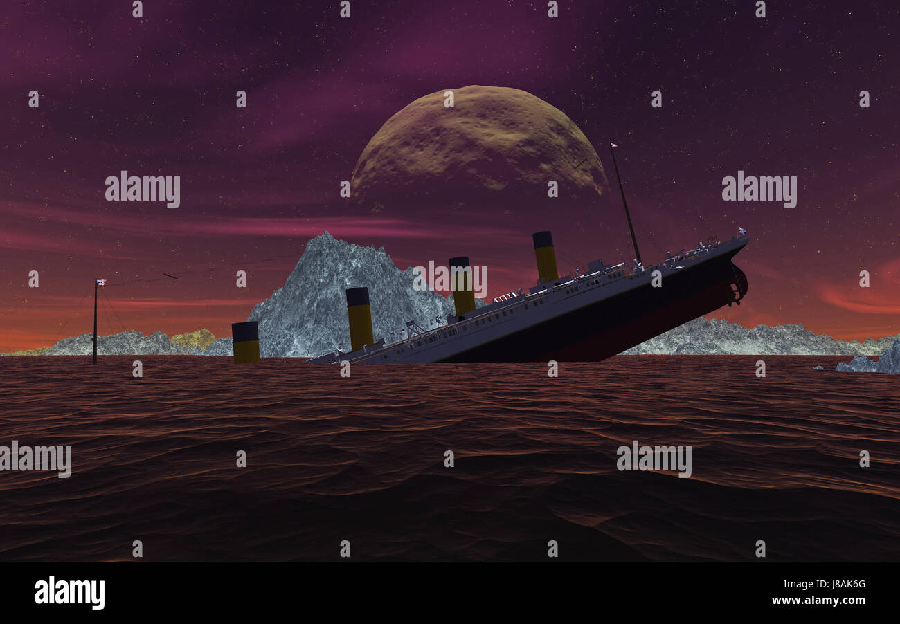 sinking of the titanic Stock Photo